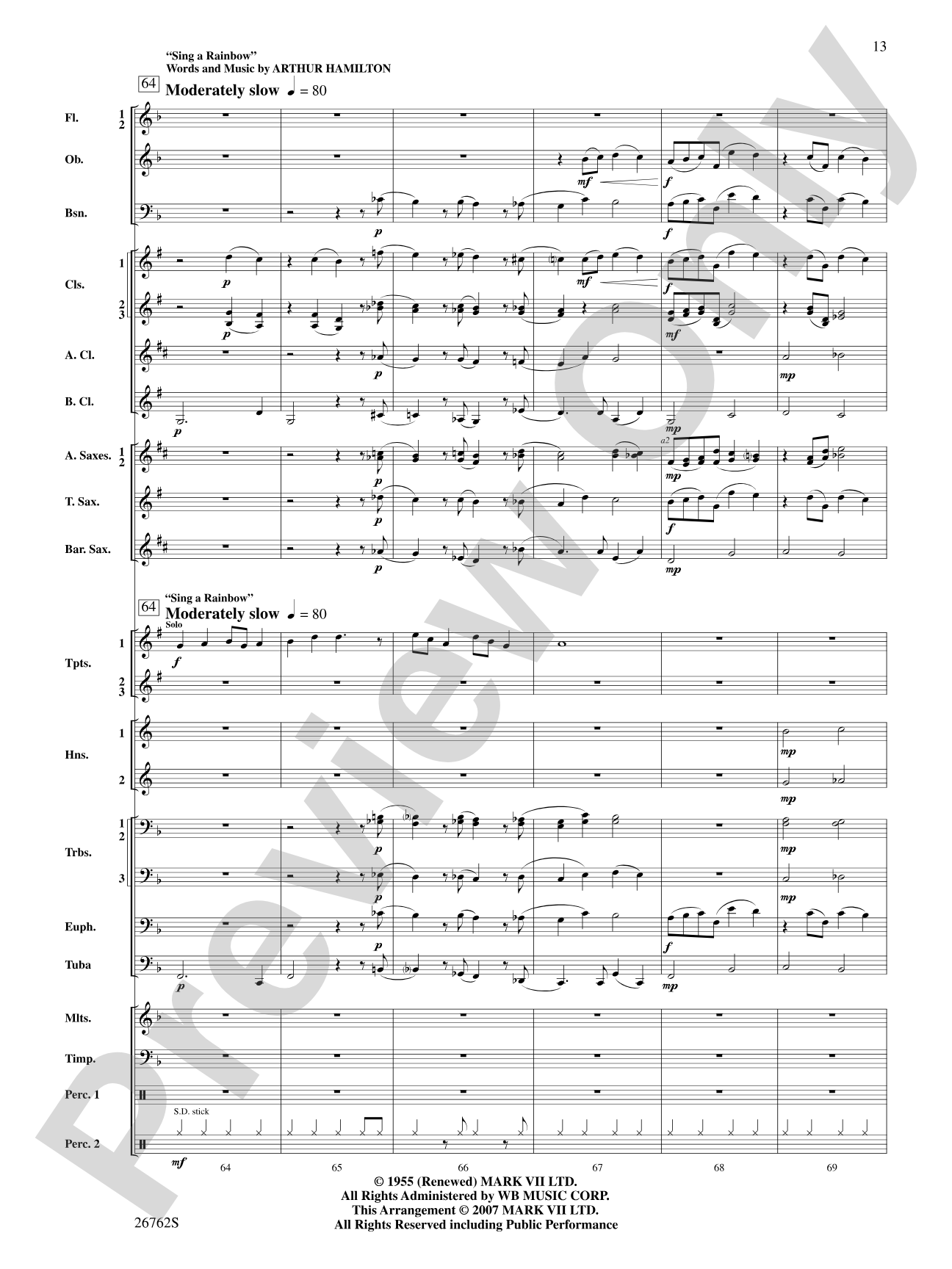 Rainbows: Concert Band Conductor Score & Parts