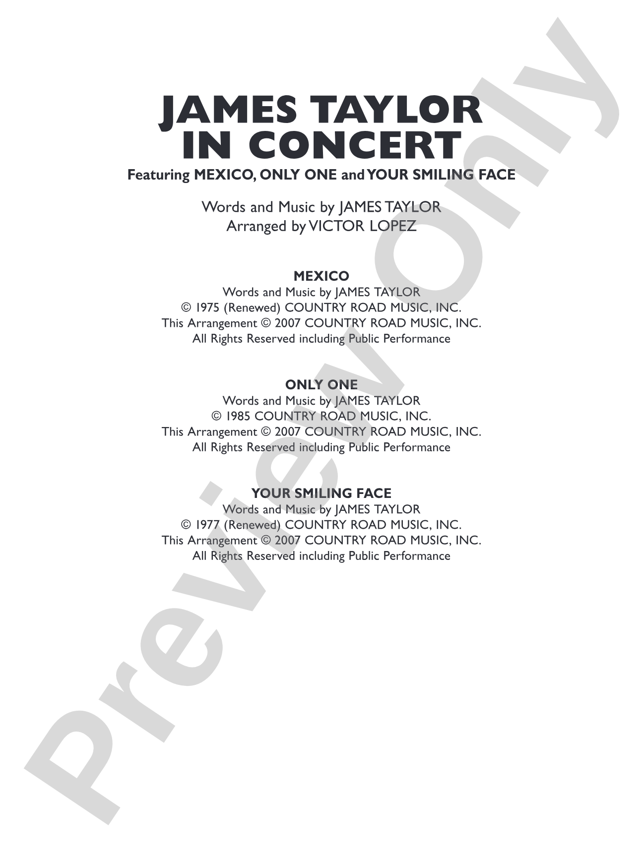 James Taylor in Concert: Score
