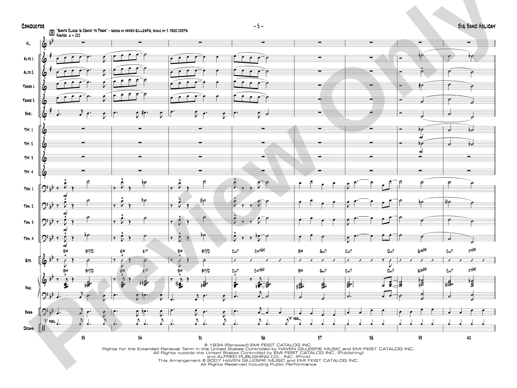 Big Band Holiday: Jazz Ensemble Conductor Score & Parts