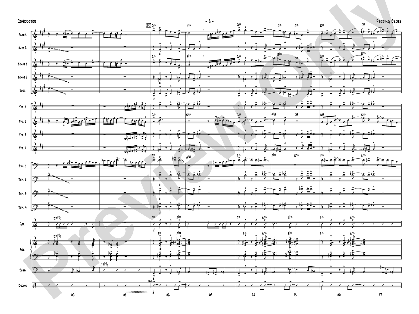 Pecking Order: Jazz Ensemble Conductor Score & Parts