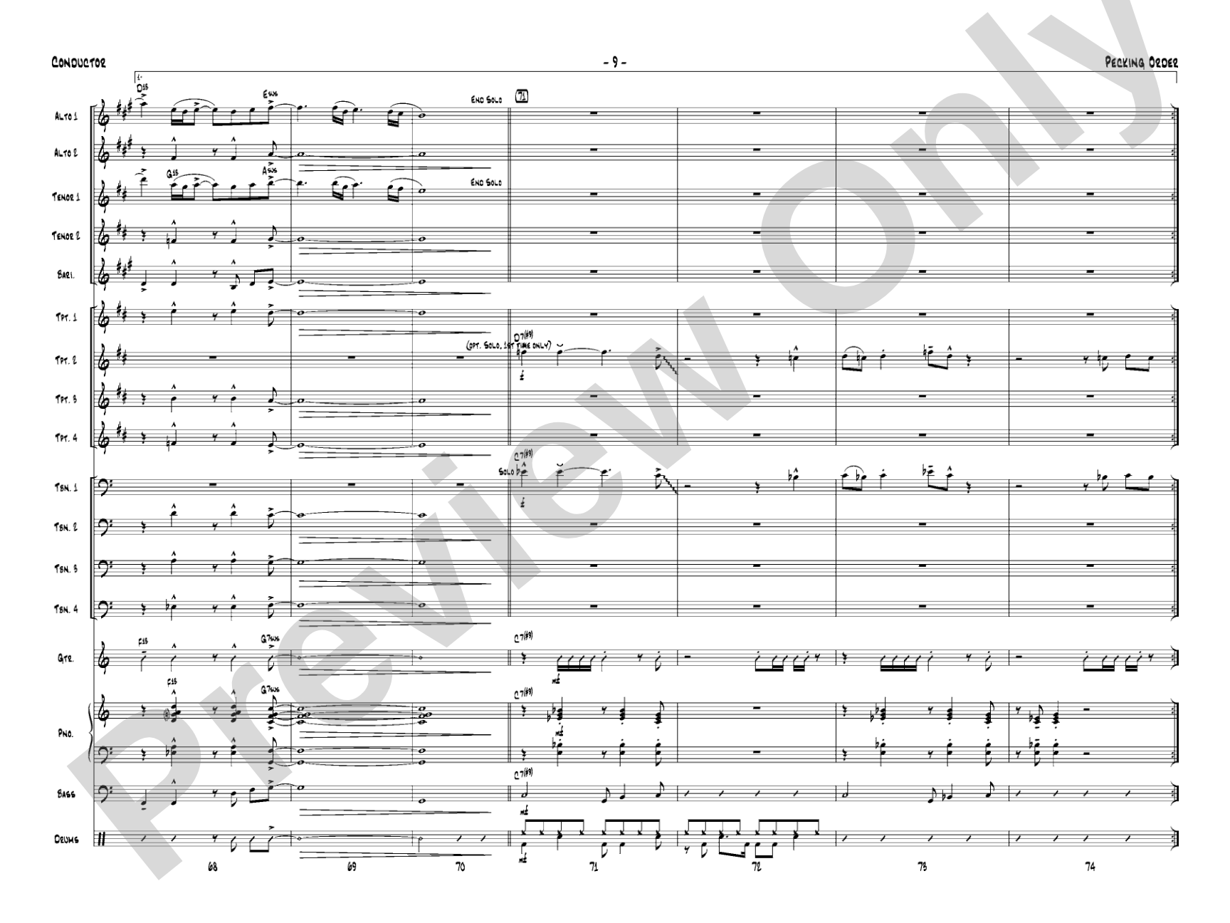 Pecking Order: Jazz Ensemble Conductor Score & Parts