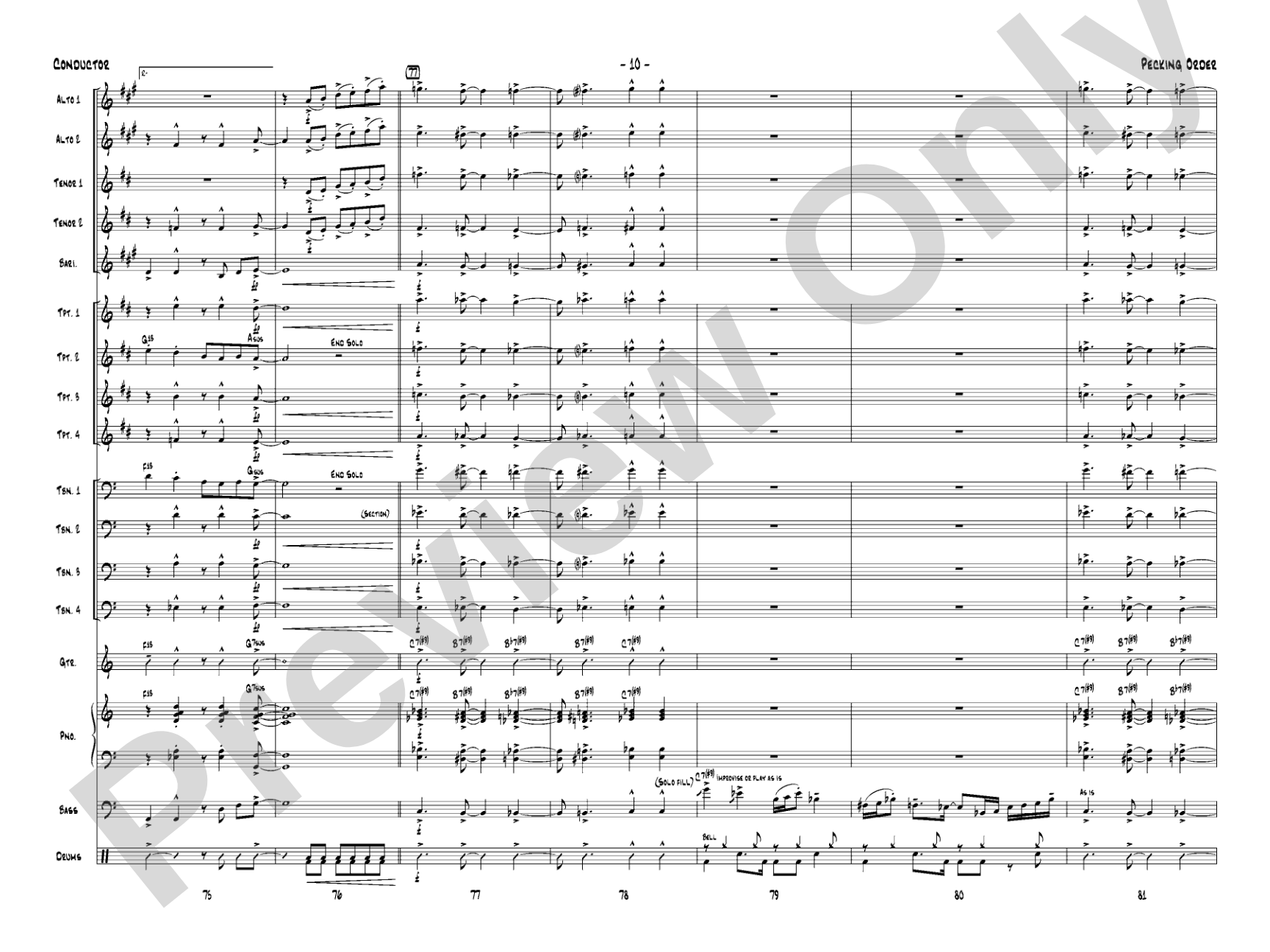 Pecking Order: Jazz Ensemble Conductor Score & Parts