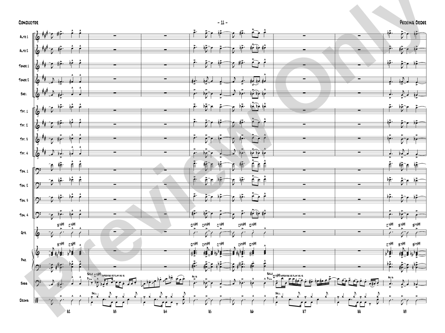 Pecking Order: Jazz Ensemble Conductor Score & Parts