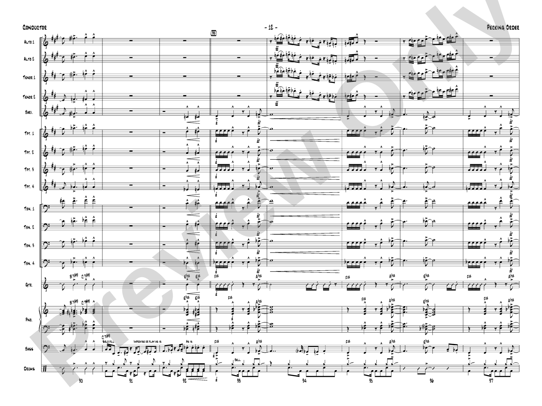 Pecking Order: Jazz Ensemble Conductor Score & Parts
