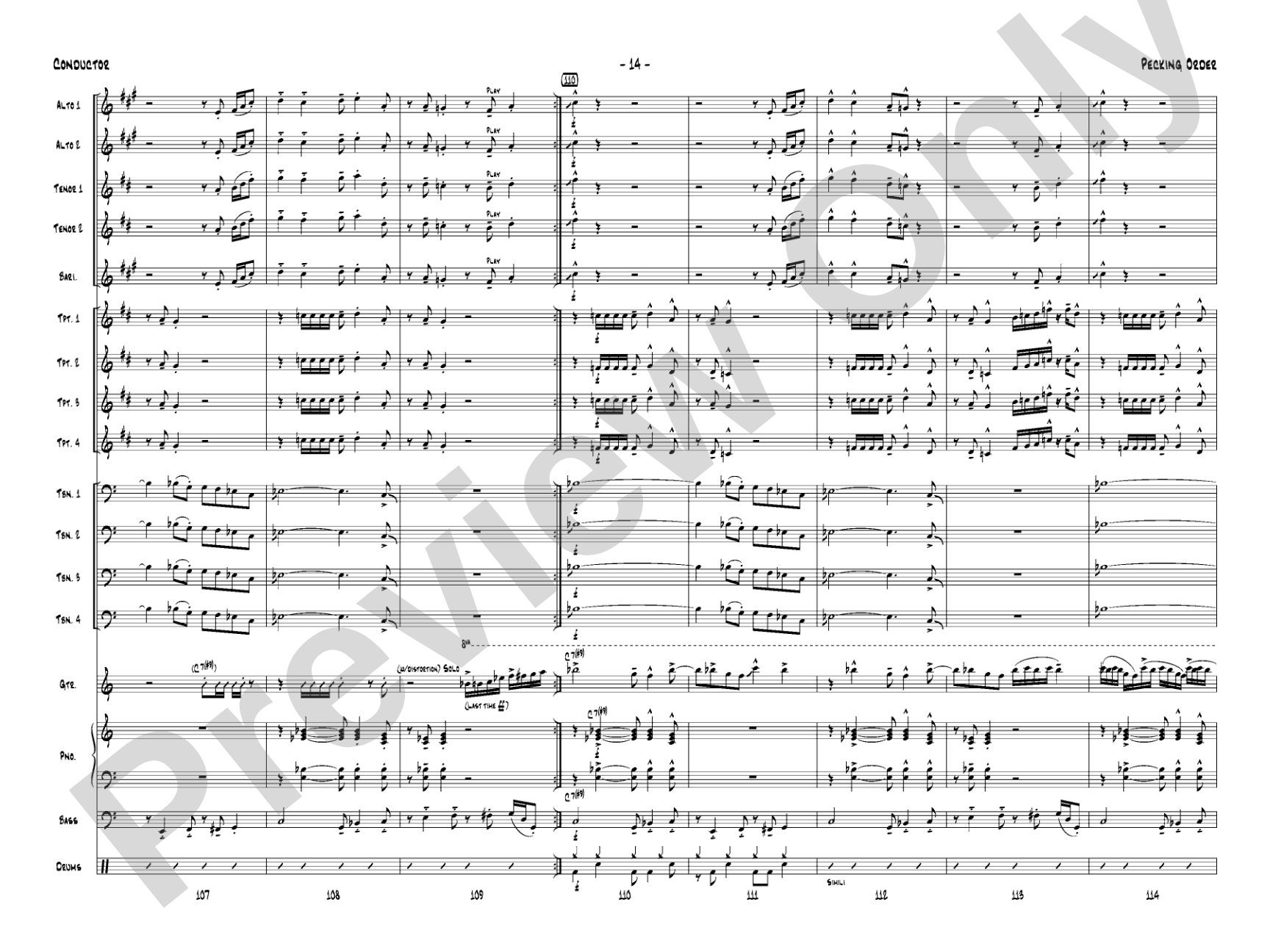 Pecking Order: Jazz Ensemble Conductor Score & Parts