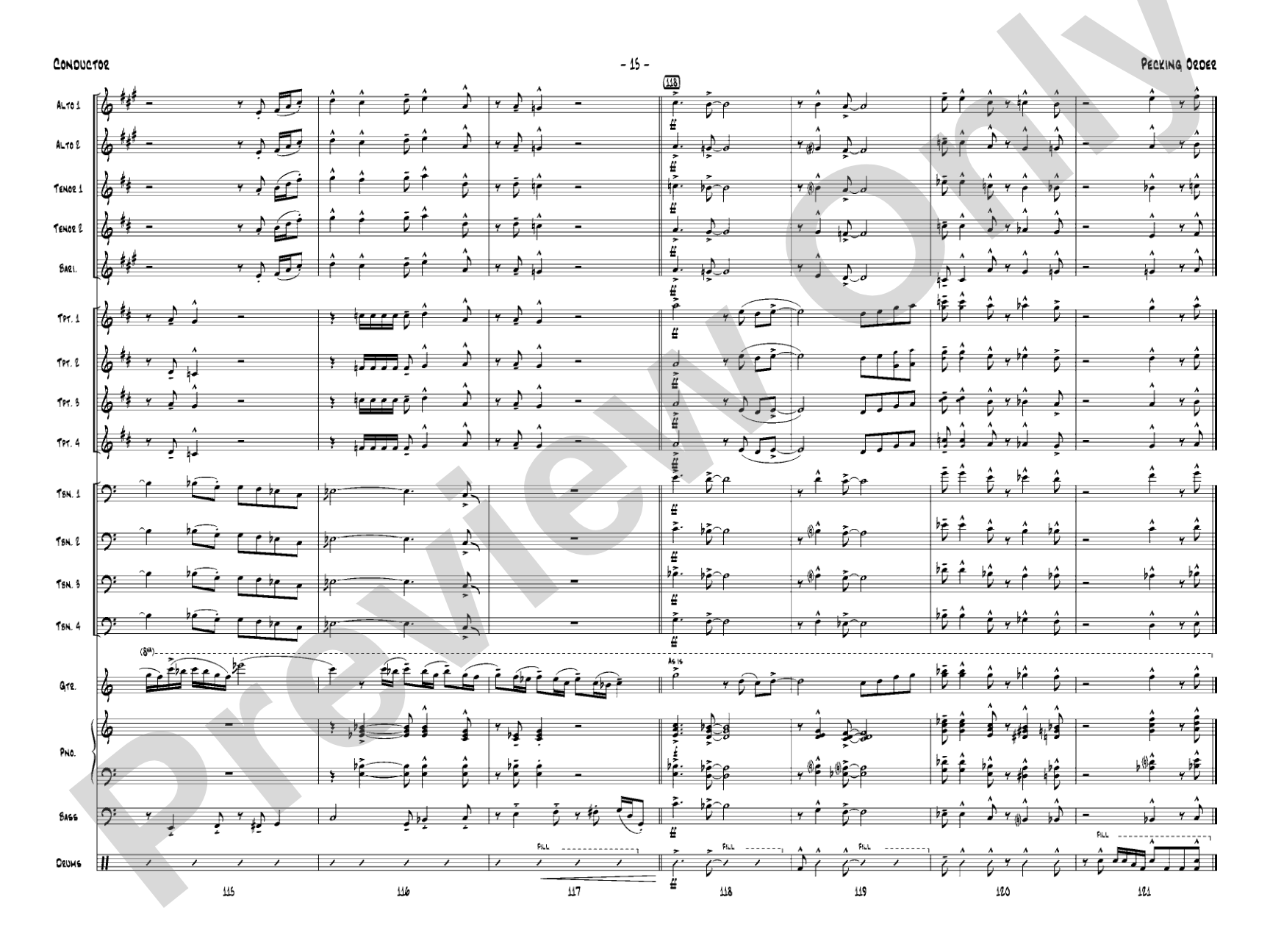 Pecking Order: Jazz Ensemble Conductor Score & Parts