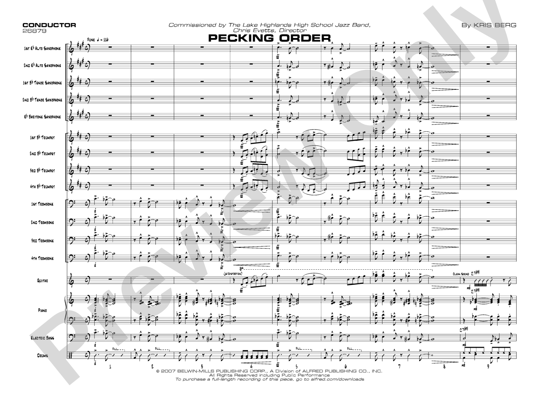 Pecking Order: Jazz Ensemble Conductor Score & Parts