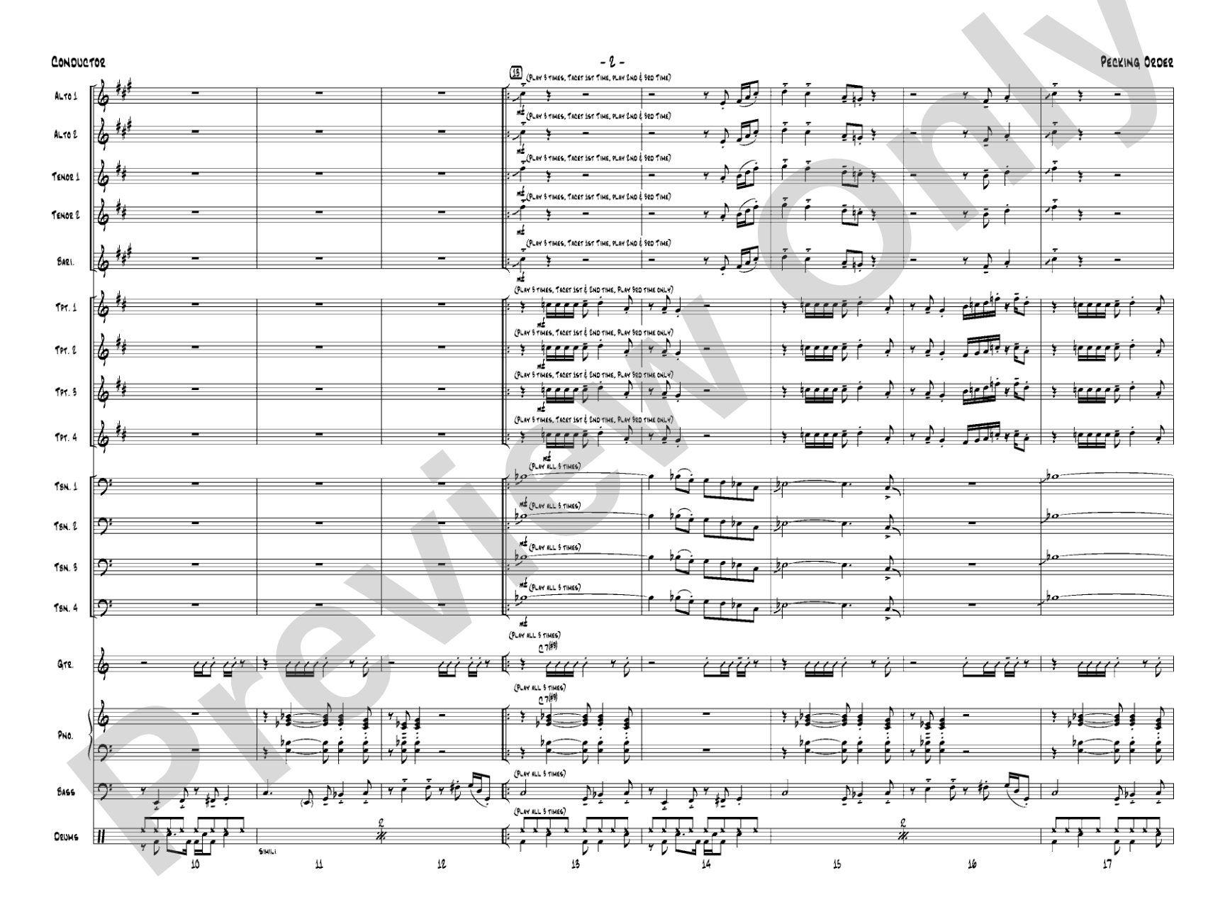 Pecking Order: Jazz Ensemble Conductor Score & Parts