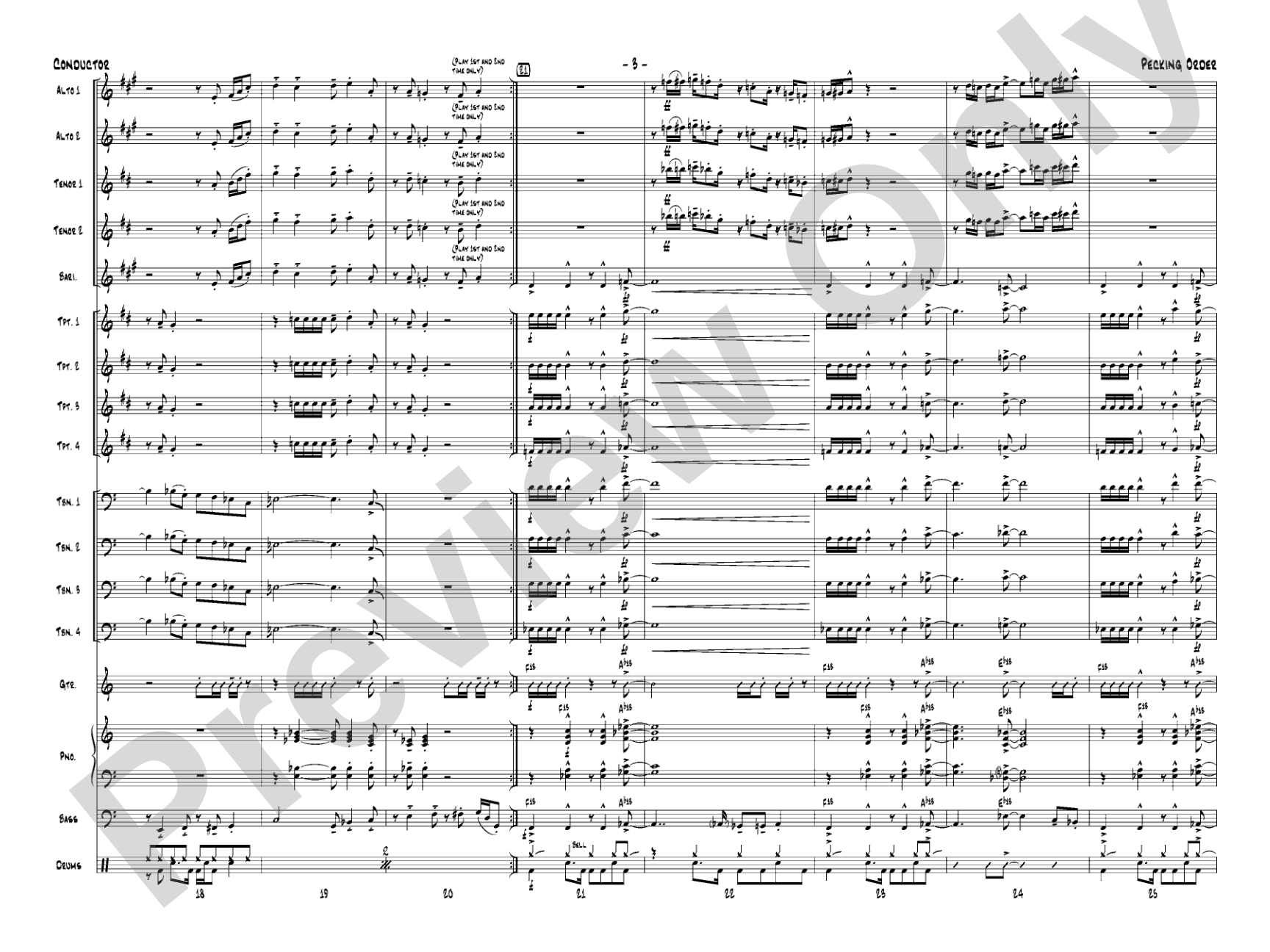 Pecking Order: Jazz Ensemble Conductor Score & Parts