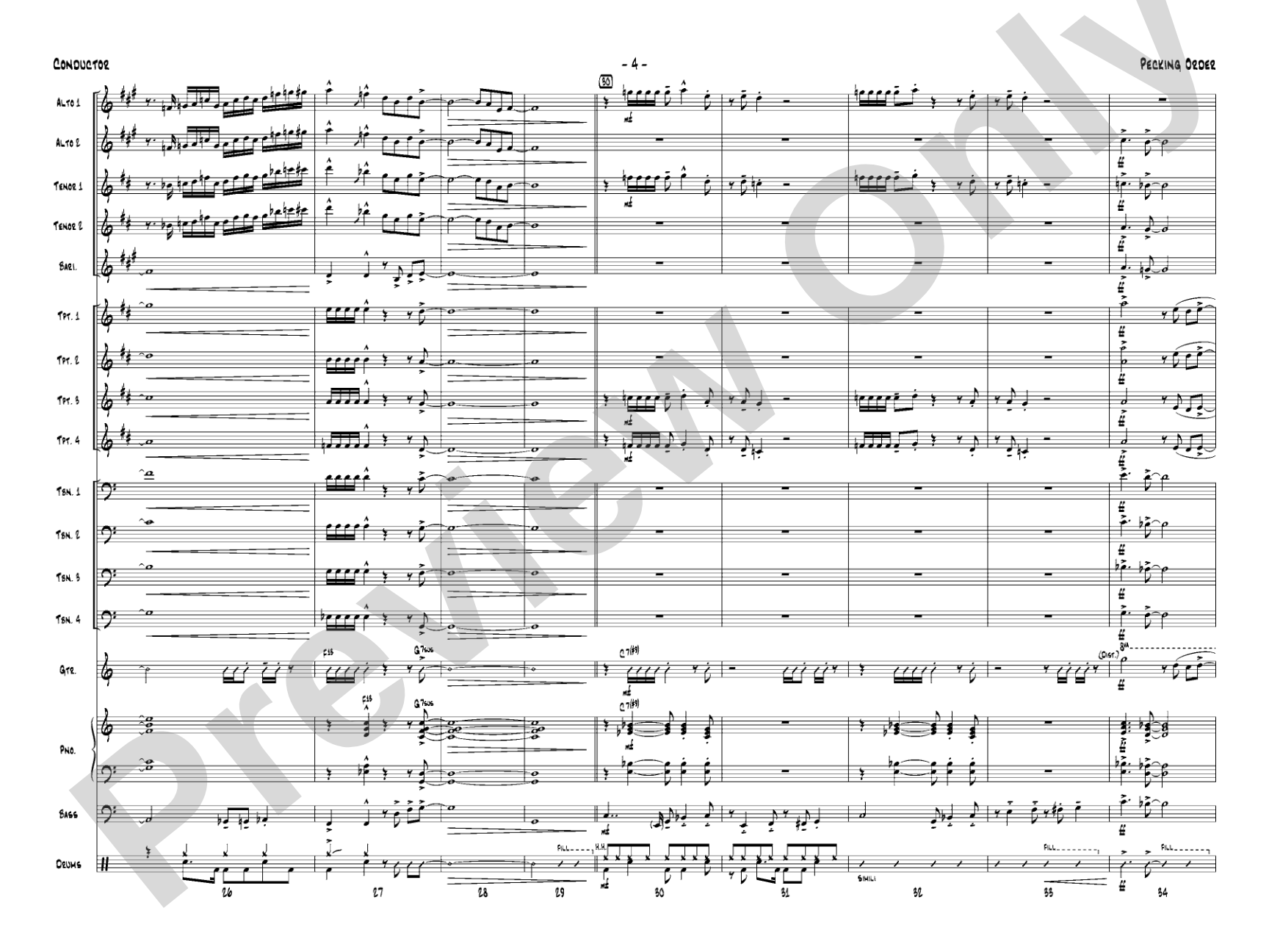 Pecking Order: Jazz Ensemble Conductor Score & Parts