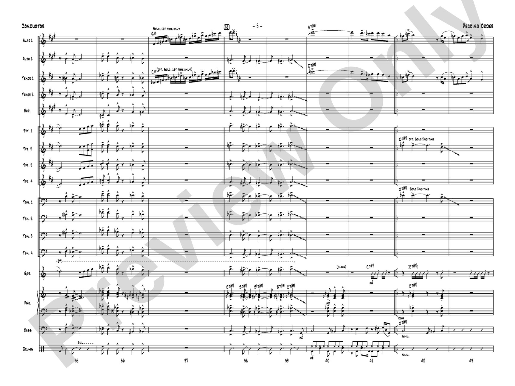 Pecking Order: Jazz Ensemble Conductor Score & Parts