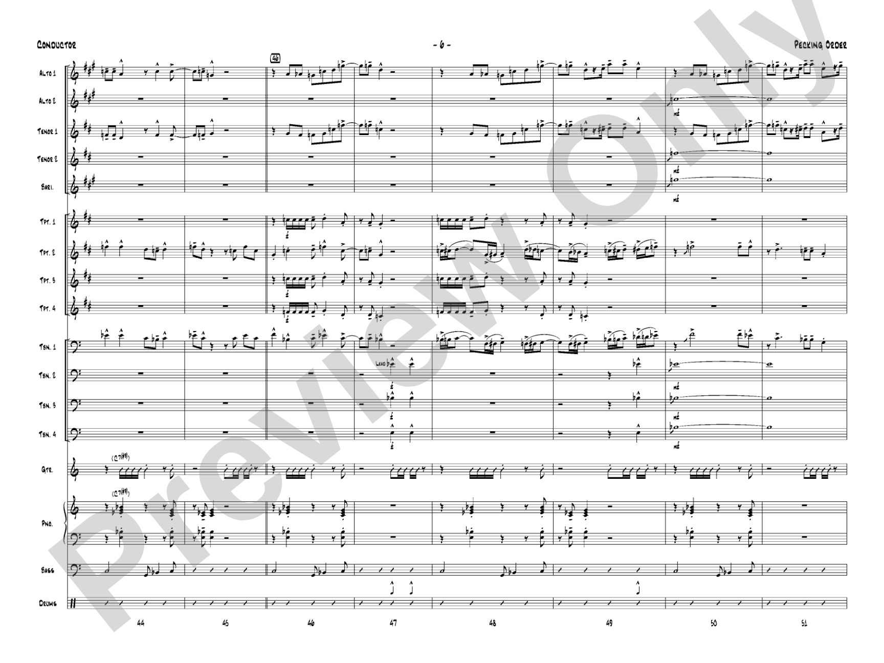 Pecking Order: Jazz Ensemble Conductor Score & Parts