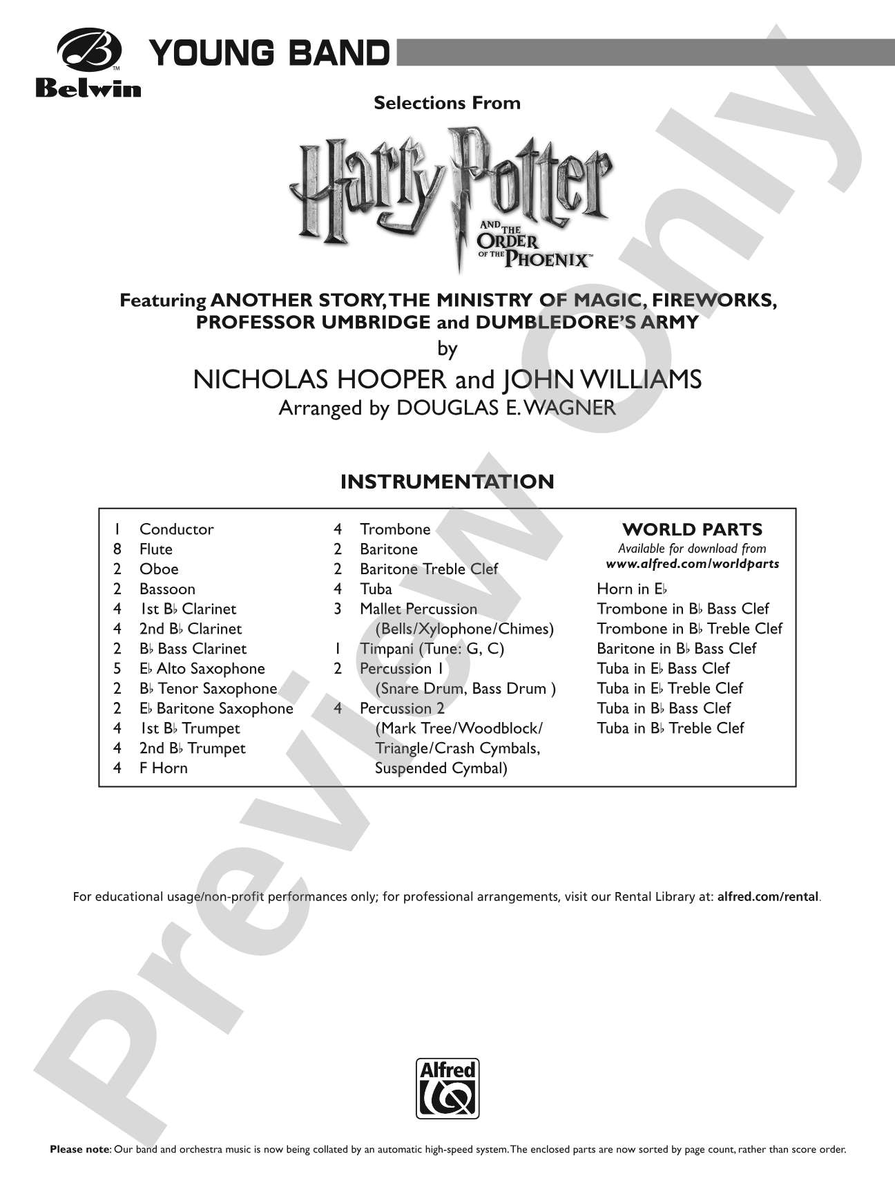 Harry Potter and the Order of the Phoenix, Selections From: Score