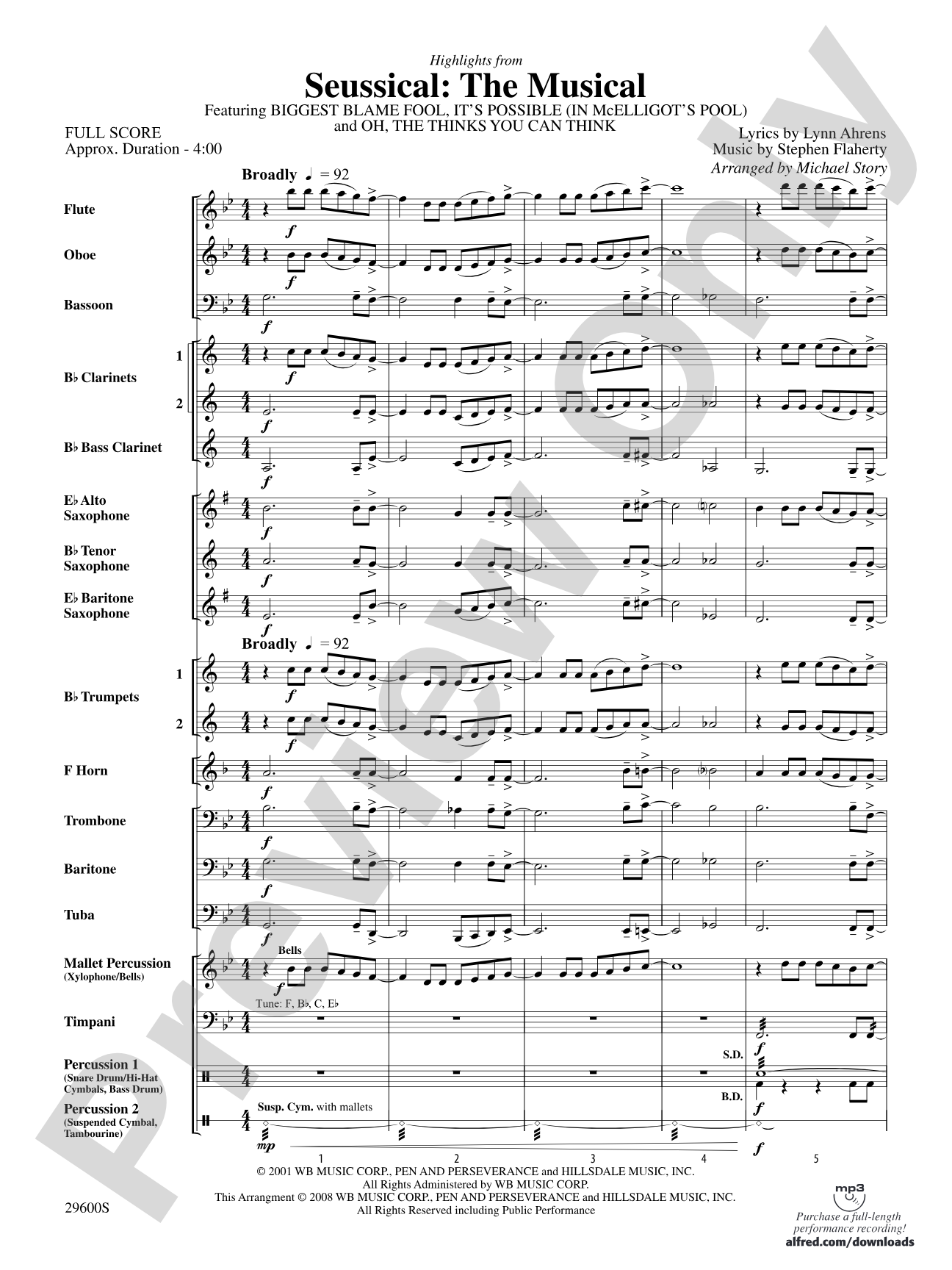 Seussical: The Musical: Concert Band Conductor Score & Parts