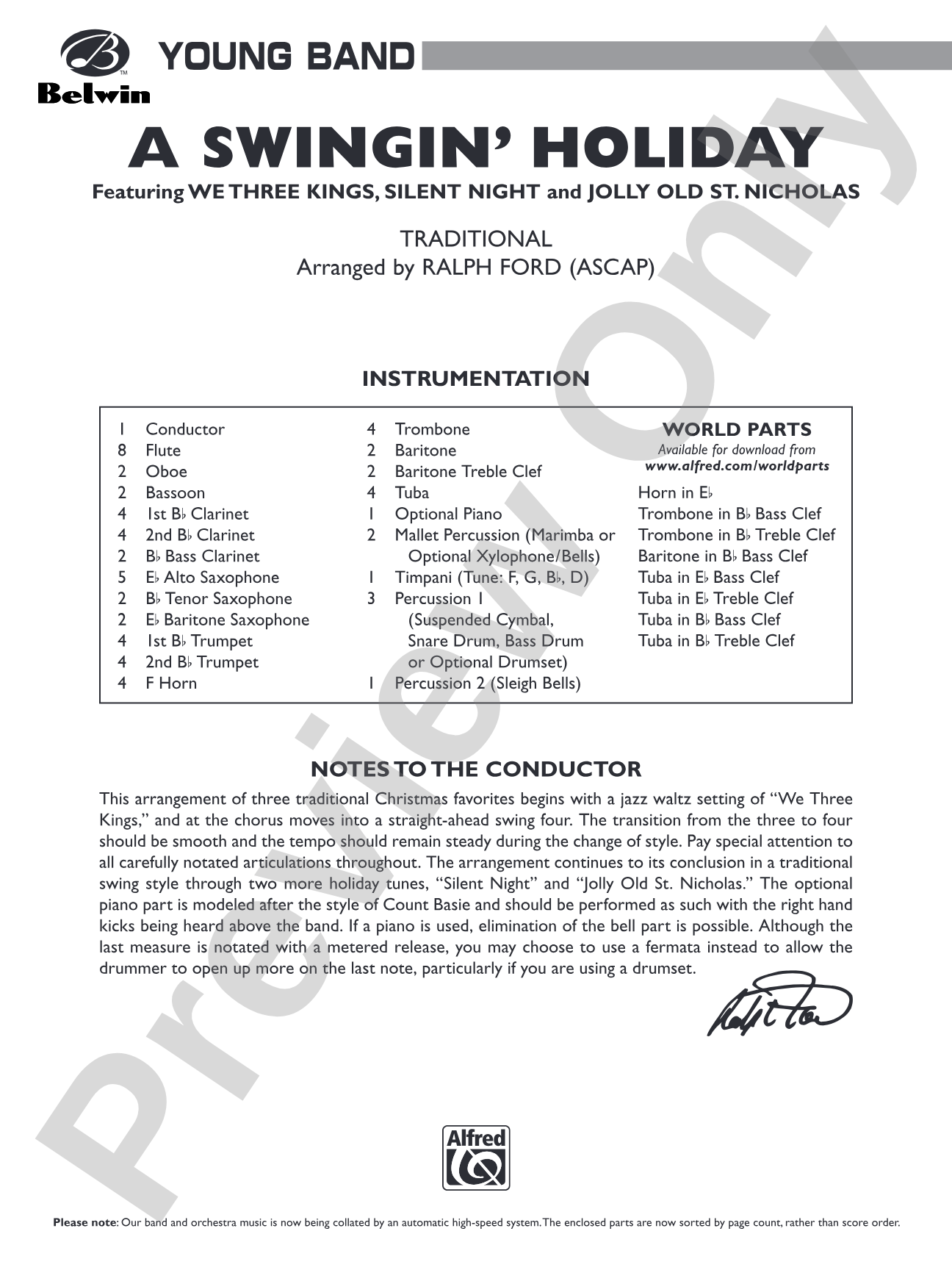 A Swingin' Holiday: Concert Band Conductor Score & Parts
