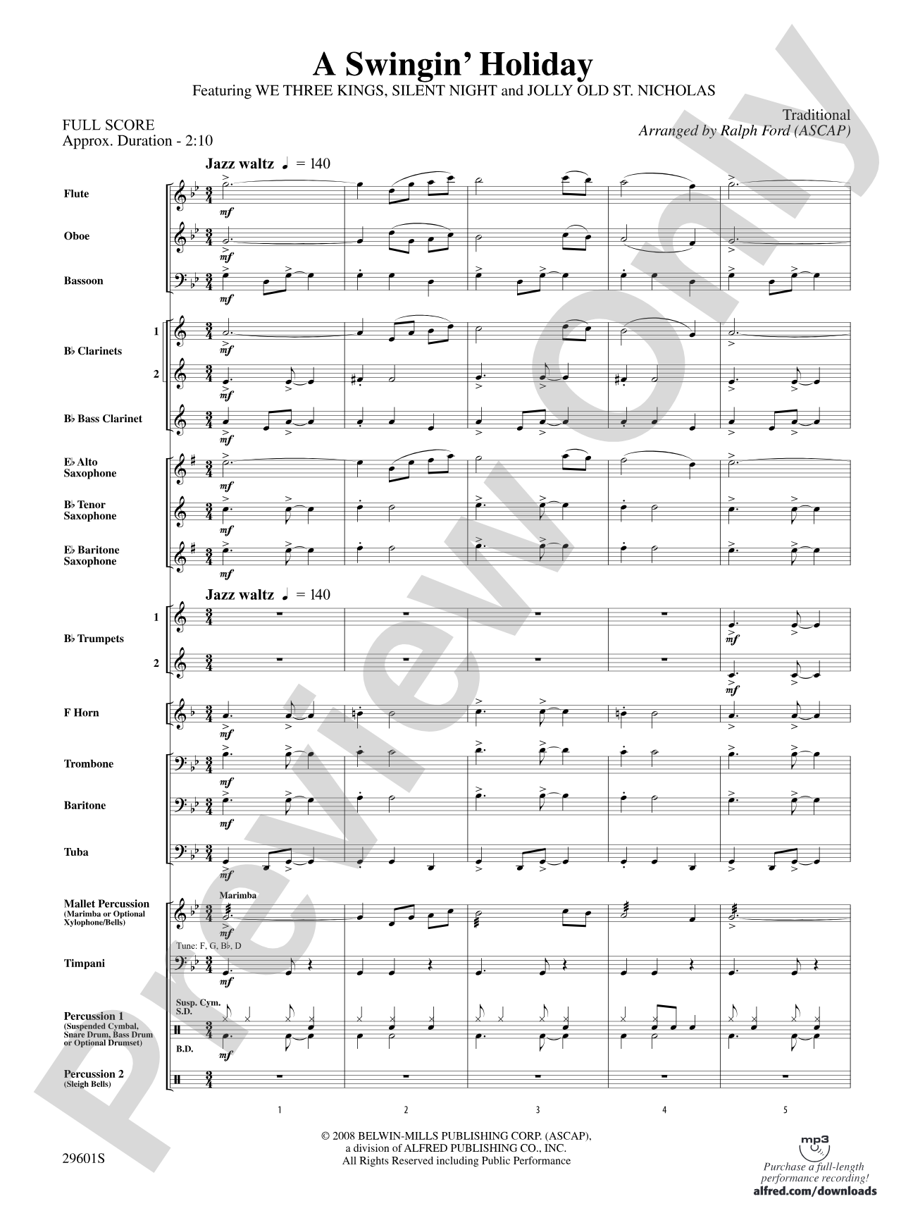 A Swingin' Holiday: Concert Band Conductor Score & Parts