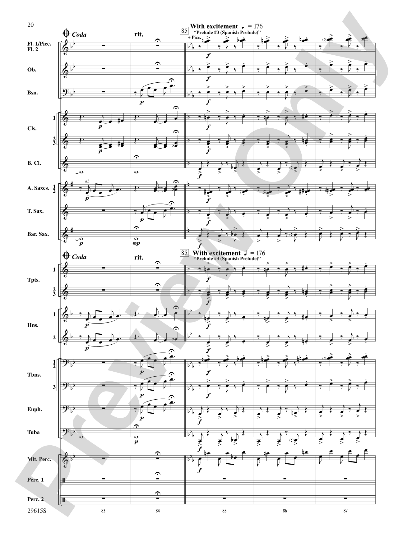 Gershwin Prelude Suite: Concert Band Conductor Score & Parts