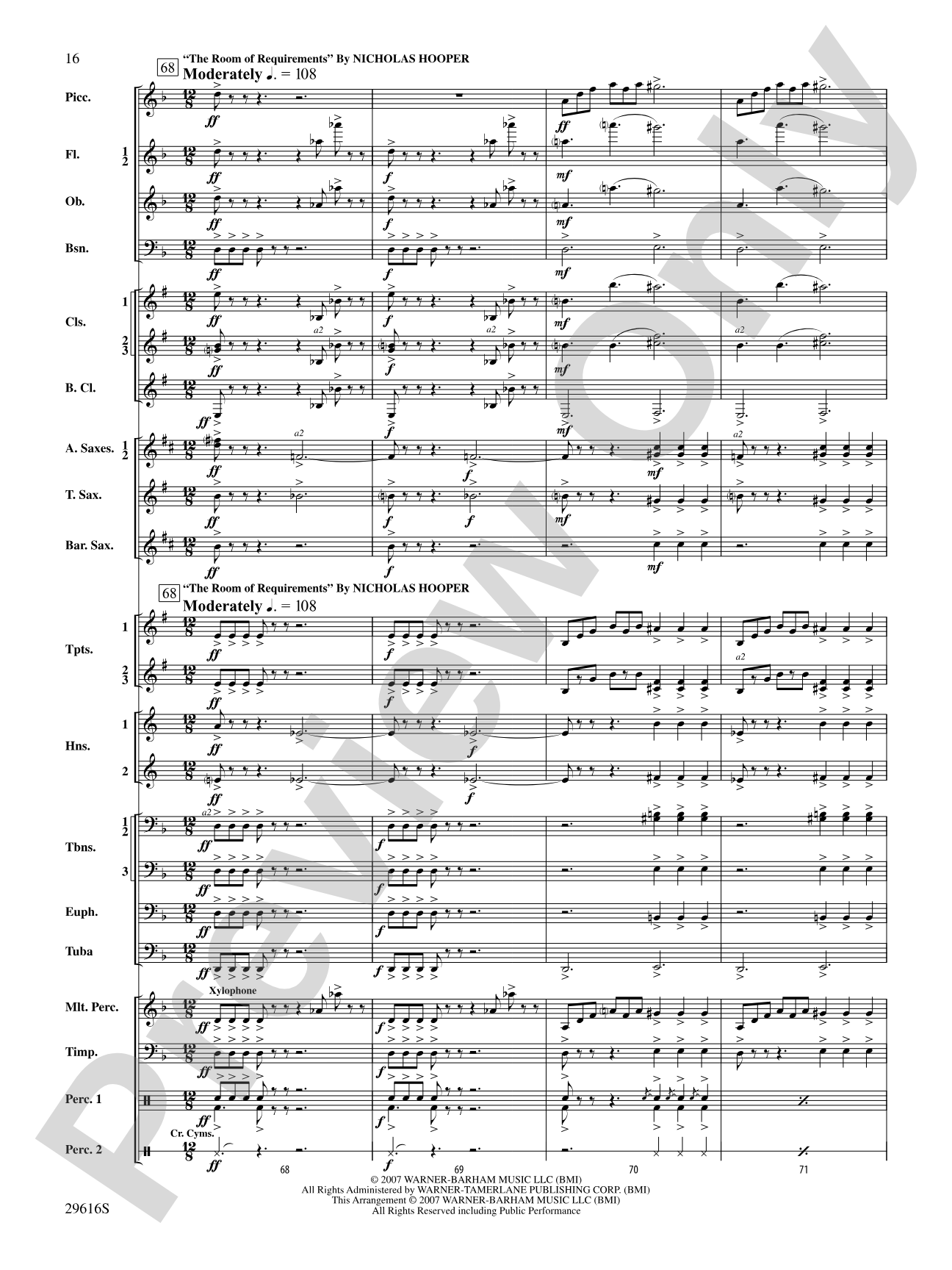 Harry Potter and the Order of the Phoenix, Suite from: Concert Band Conductor Score & Parts