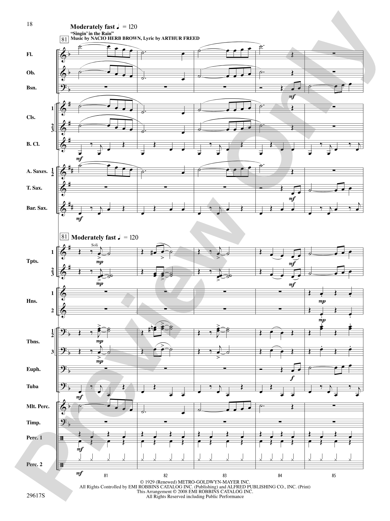 Rain: Concert Band Conductor Score & Parts