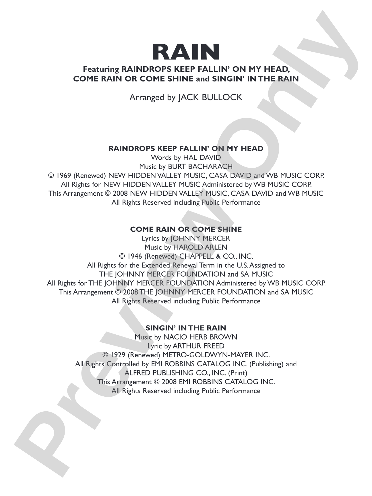 Rain: Concert Band Conductor Score & Parts