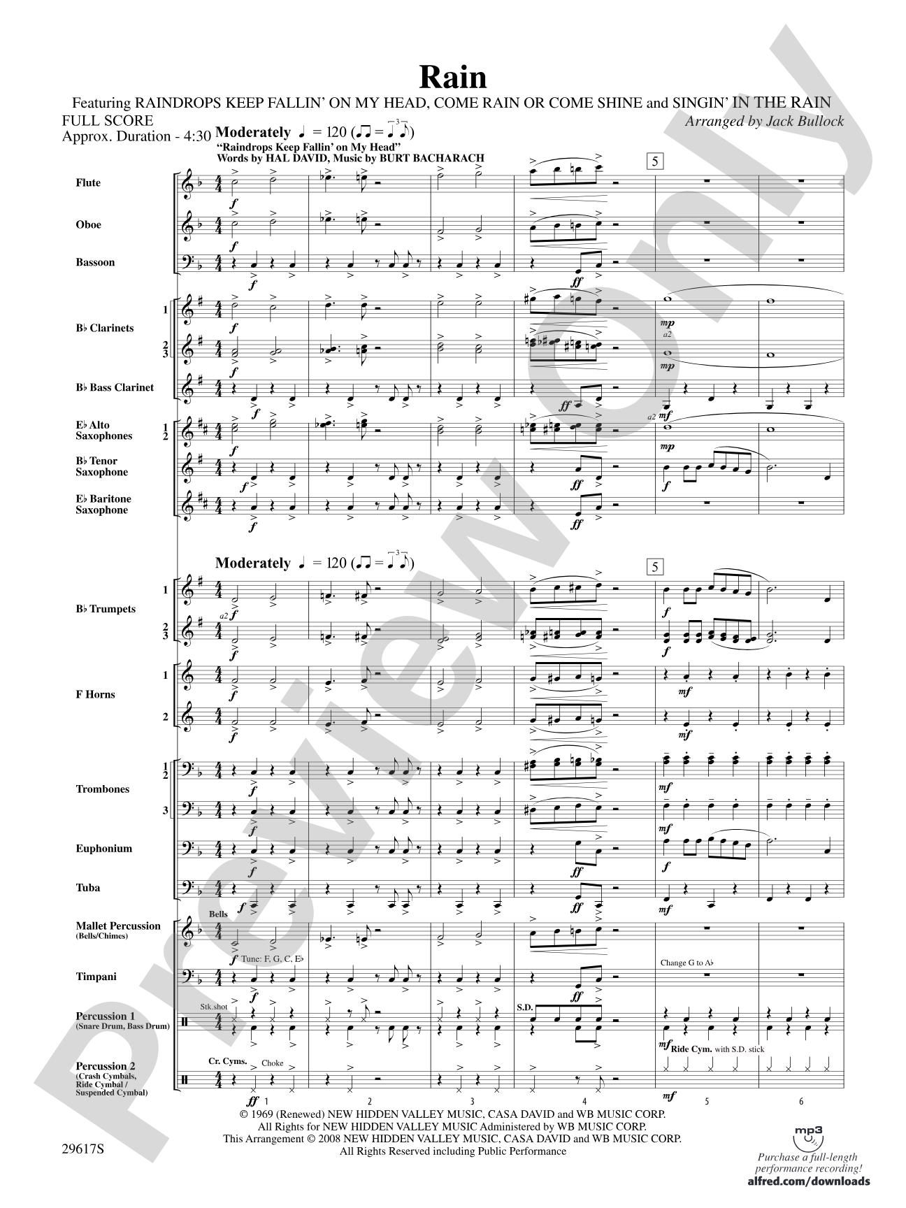 Rain: Concert Band Conductor Score & Parts
