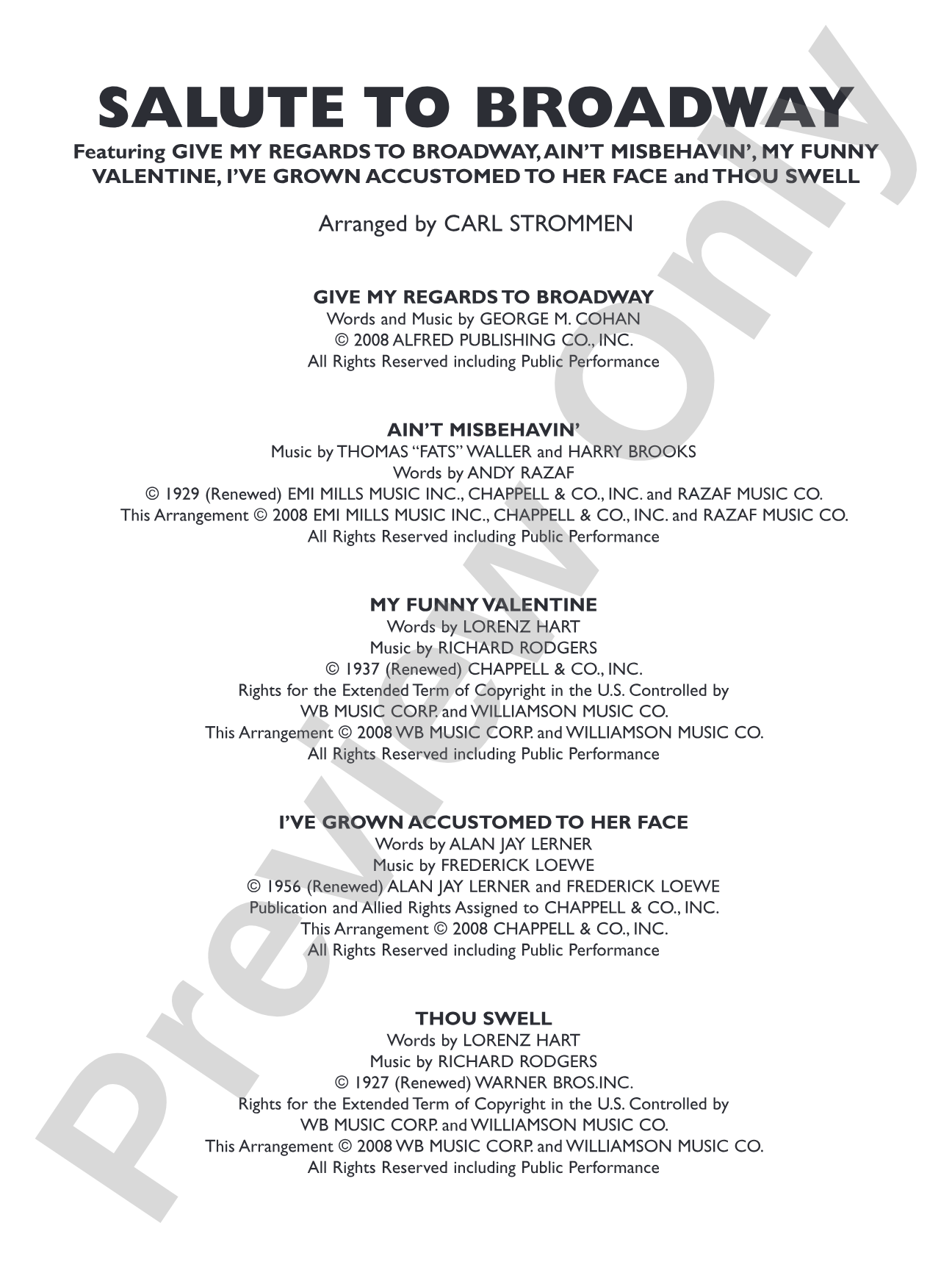 Salute to Broadway: Concert Band Conductor Score & Parts