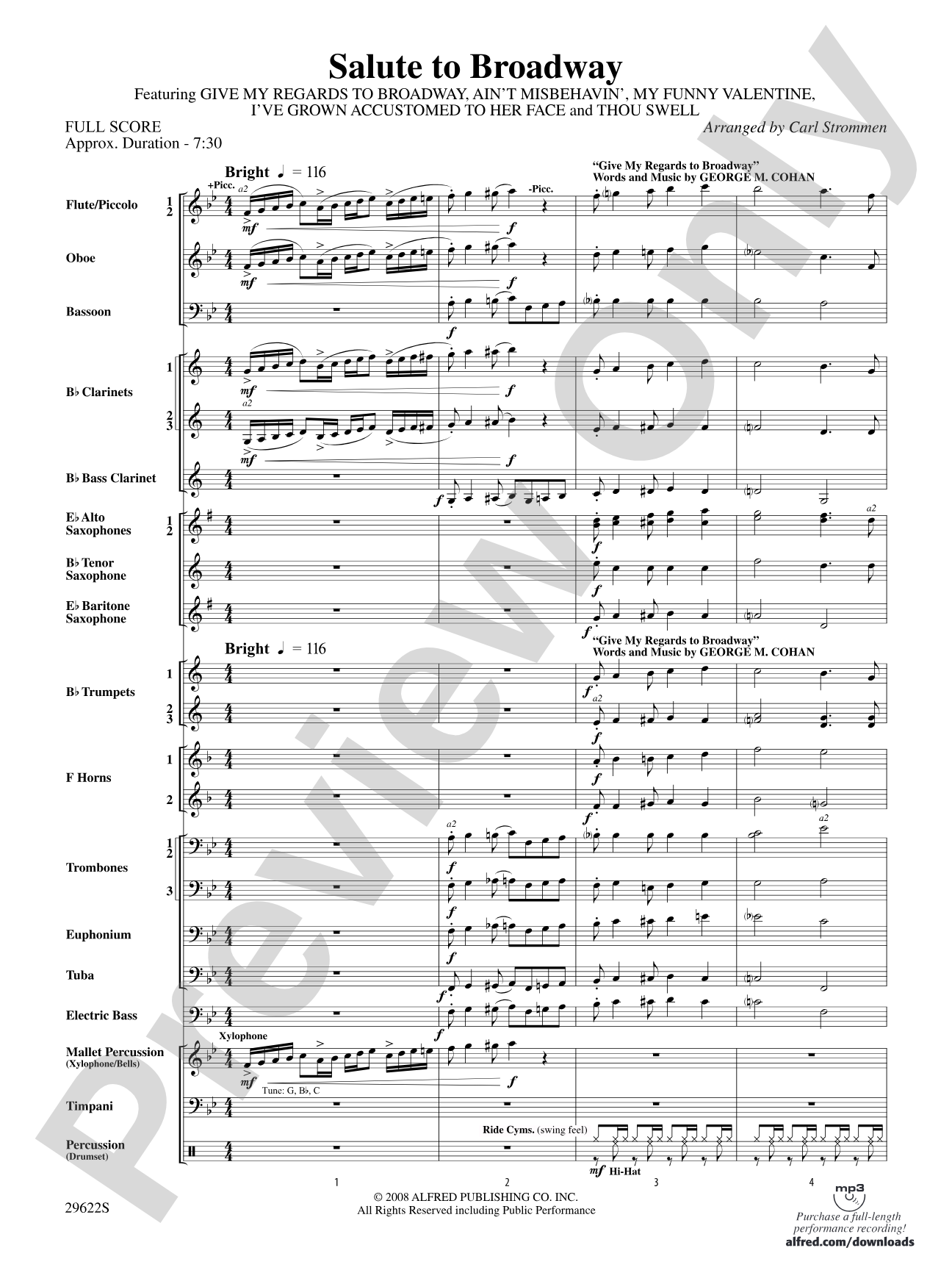 Salute to Broadway: Concert Band Conductor Score & Parts