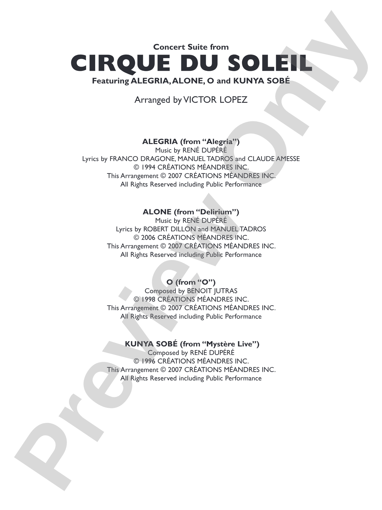Cirque du Soleil: Score