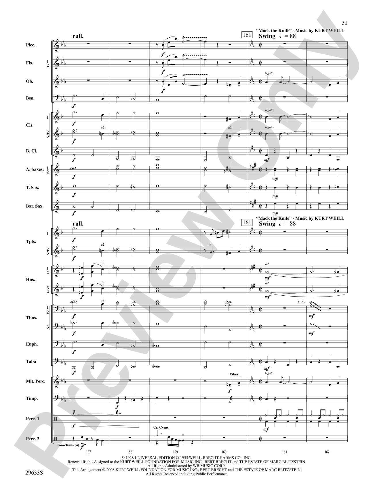 A Tribute to Kurt Weill: Concert Band Conductor Score & Parts