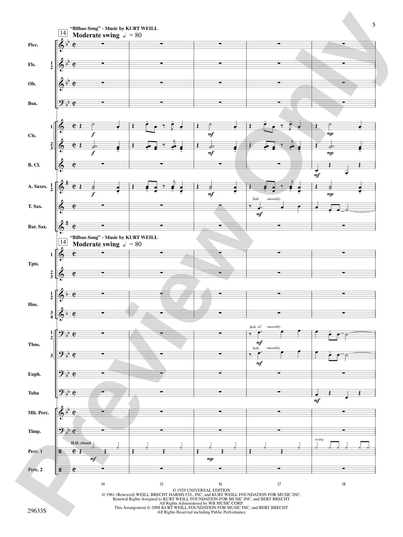 A Tribute to Kurt Weill: Concert Band Conductor Score & Parts