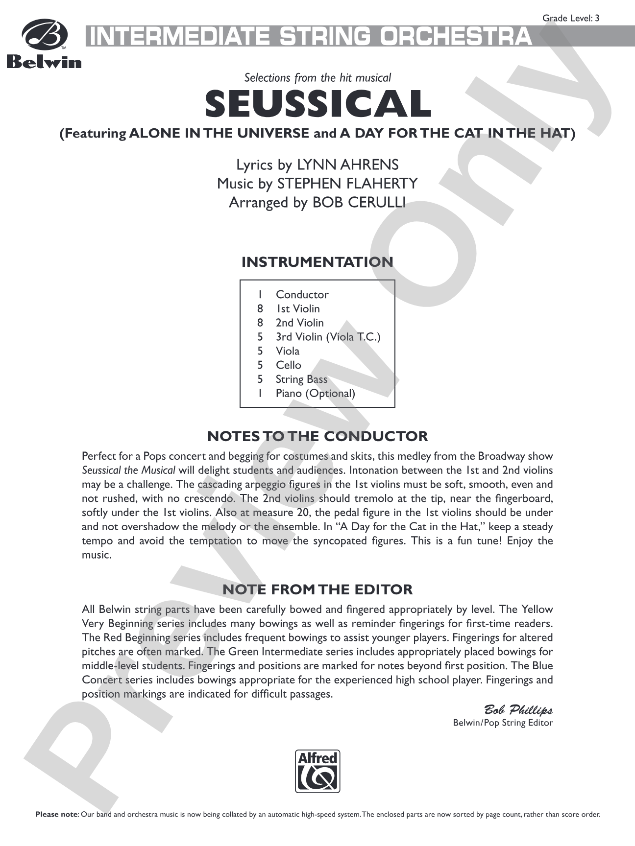 Seussical the Musical, Selections from: Score