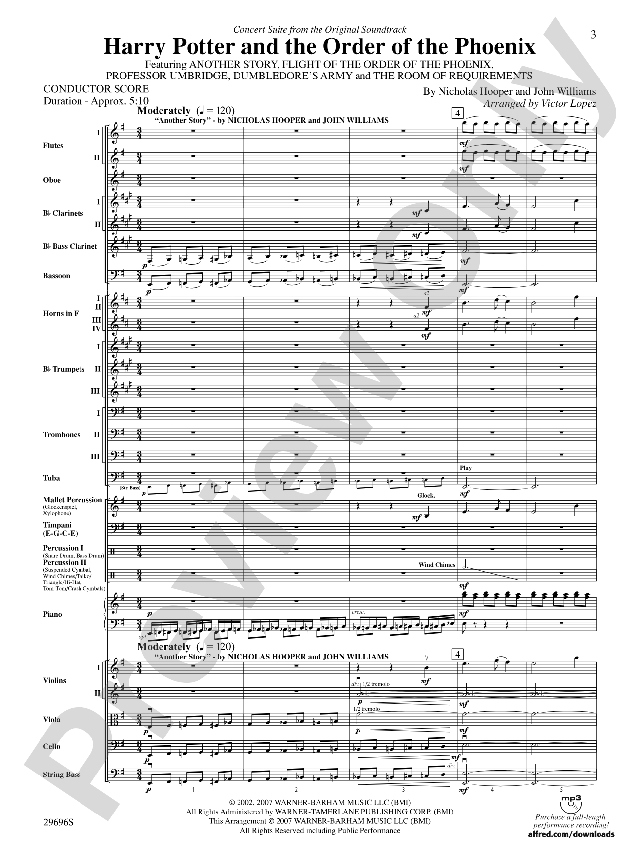 Harry Potter and the Order of the Phoenix, Concert Suite from: Full Orchestra Conductor Score & Parts