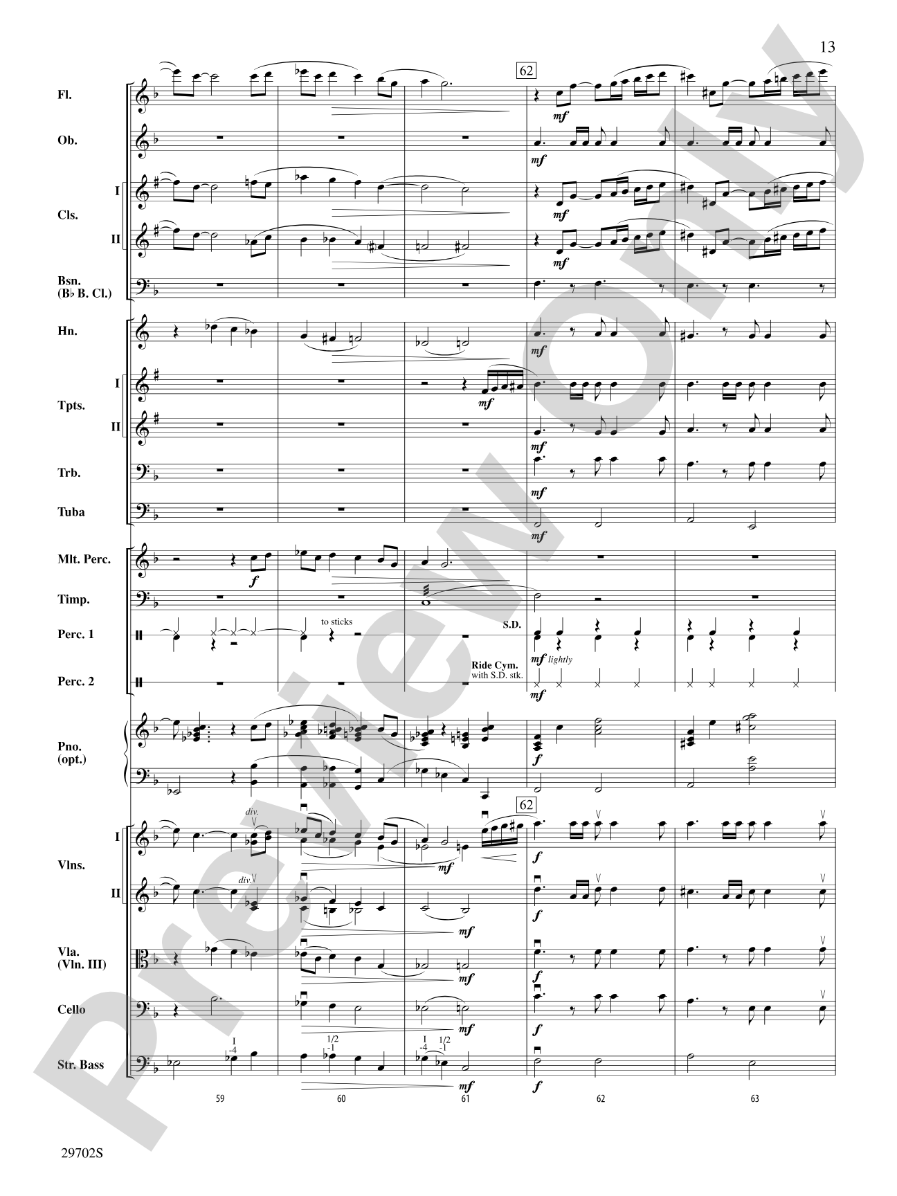 Rain: Full Orchestra Conductor Score & Parts