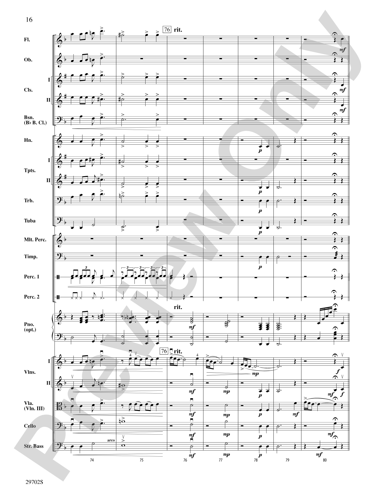 Rain: Full Orchestra Conductor Score & Parts
