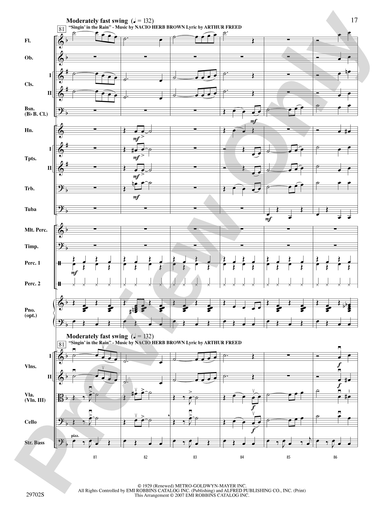 Rain: Full Orchestra Conductor Score & Parts