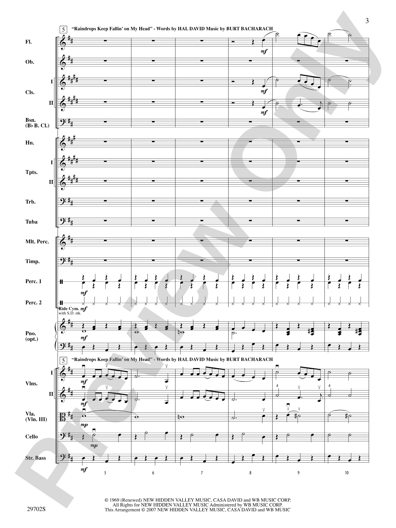 Rain: Full Orchestra Conductor Score & Parts