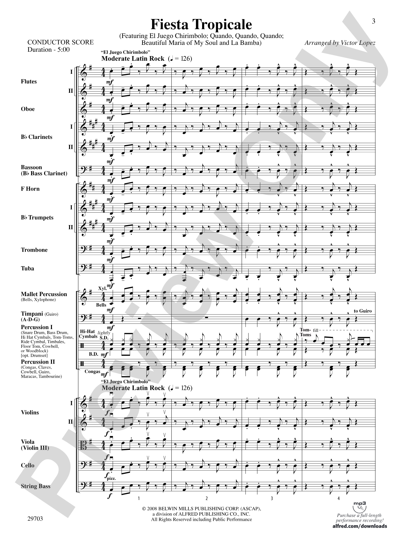 Fiesta Tropicale: Full Orchestra Conductor Score & Parts