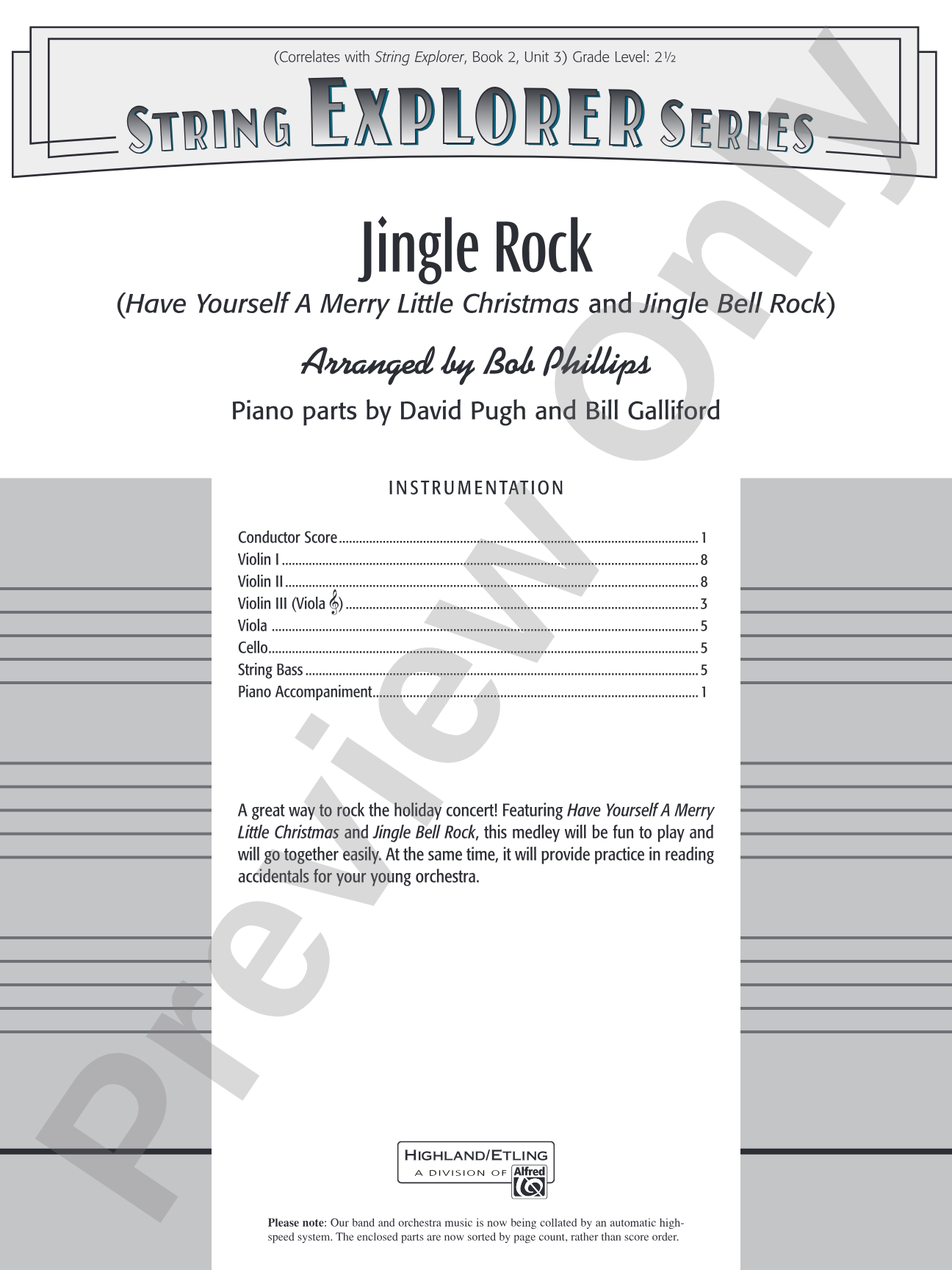 Jingle Rock: String Orchestra Conductor Score & Parts
