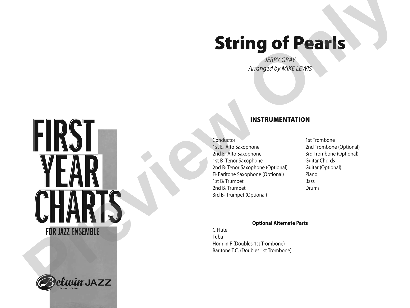 String of Pearls: Jazz Ensemble Conductor Score & Parts