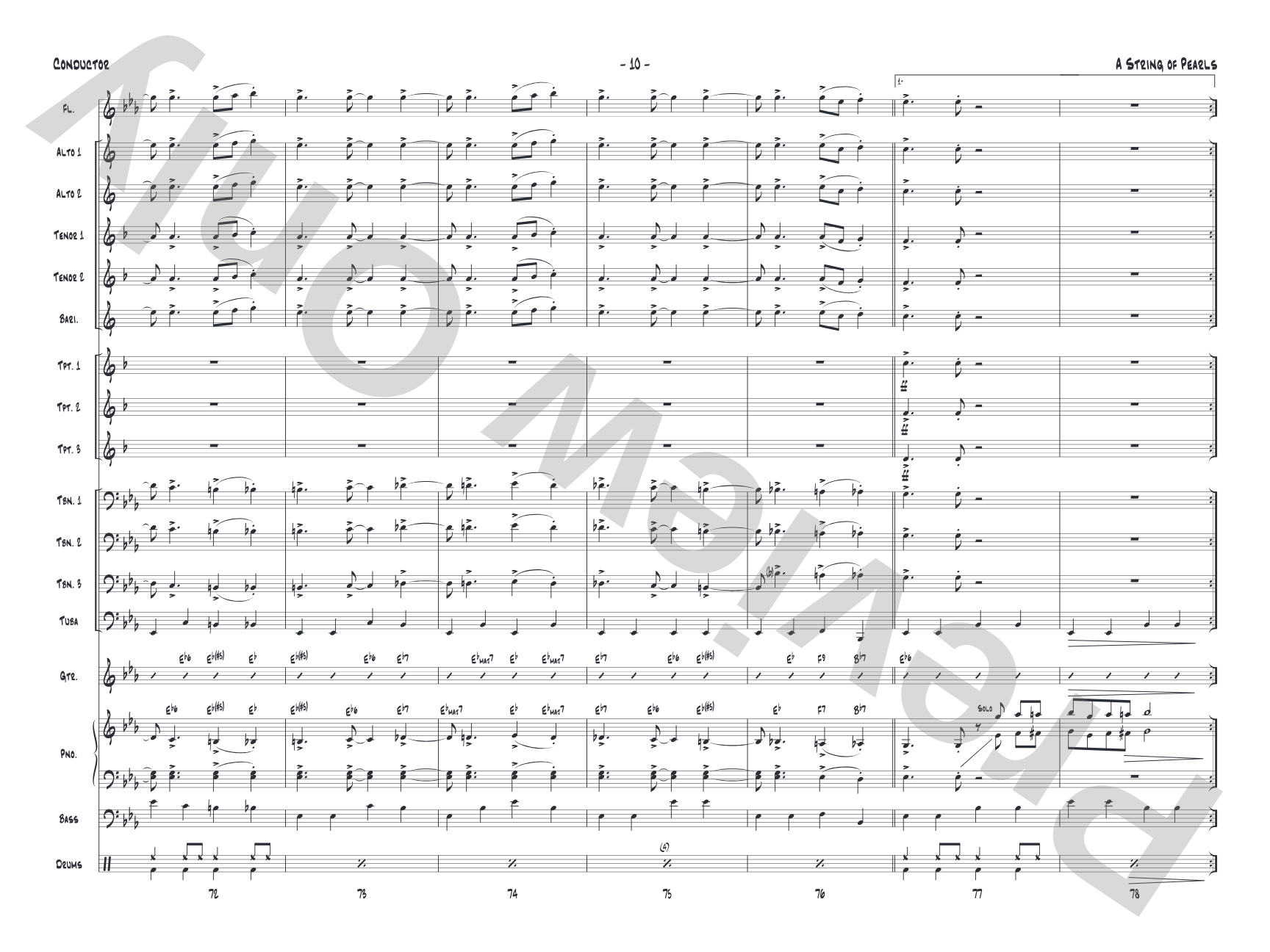 String of Pearls: Jazz Ensemble Conductor Score & Parts