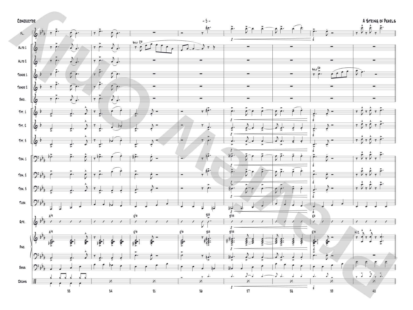 String of Pearls: Jazz Ensemble Conductor Score & Parts