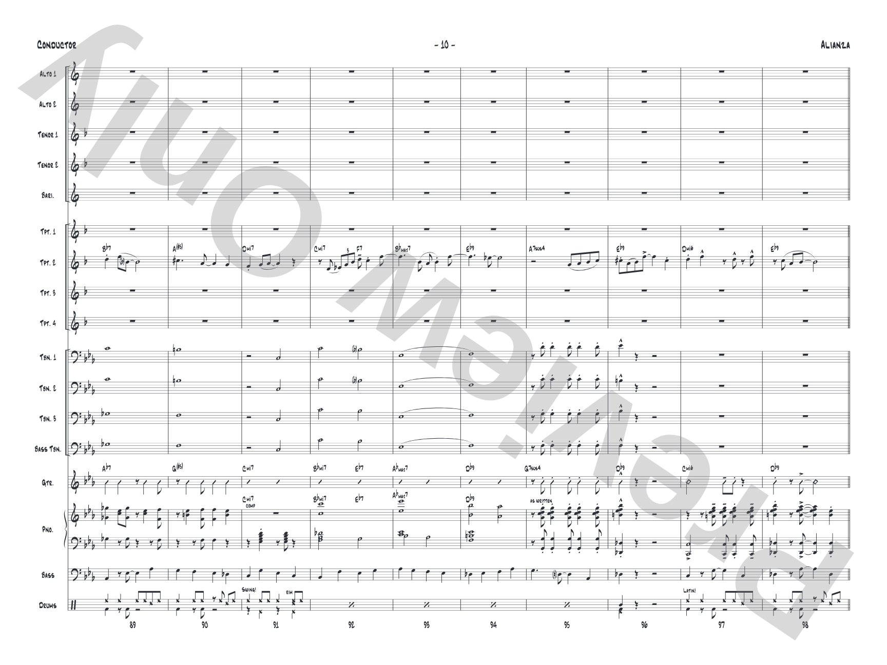 Alianza: Jazz Ensemble Conductor Score & Parts
