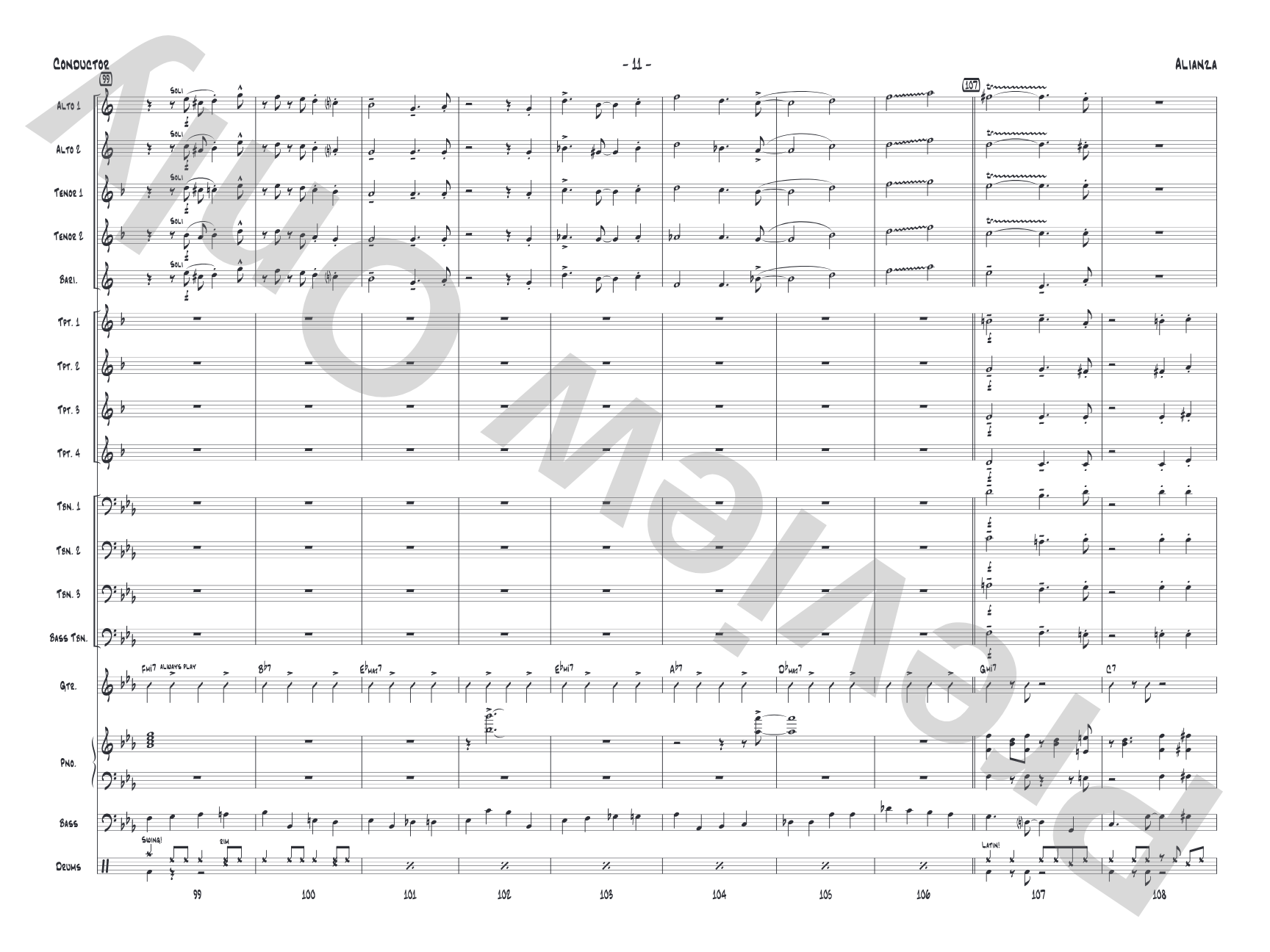 Alianza: Jazz Ensemble Conductor Score & Parts