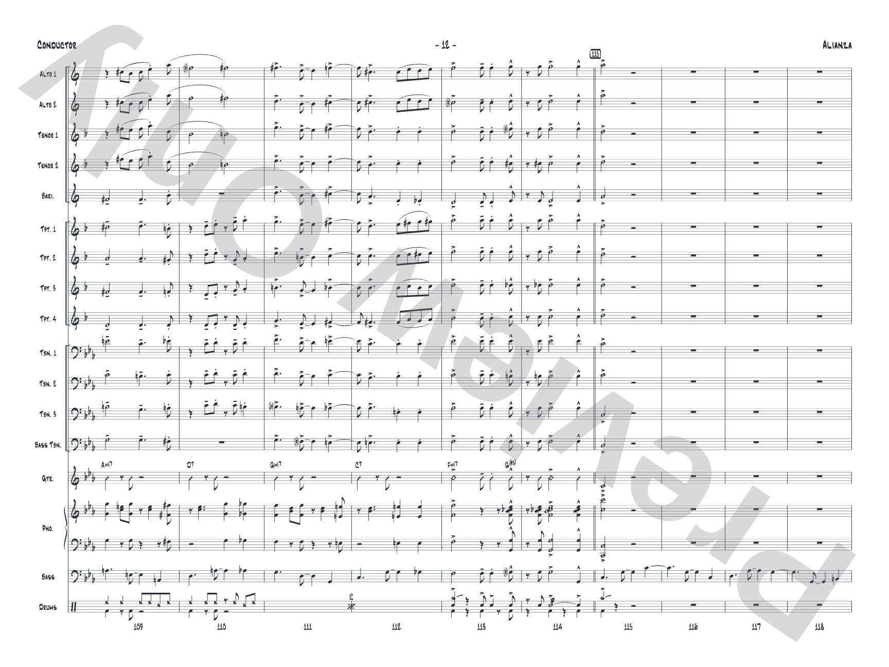 Alianza: Jazz Ensemble Conductor Score & Parts