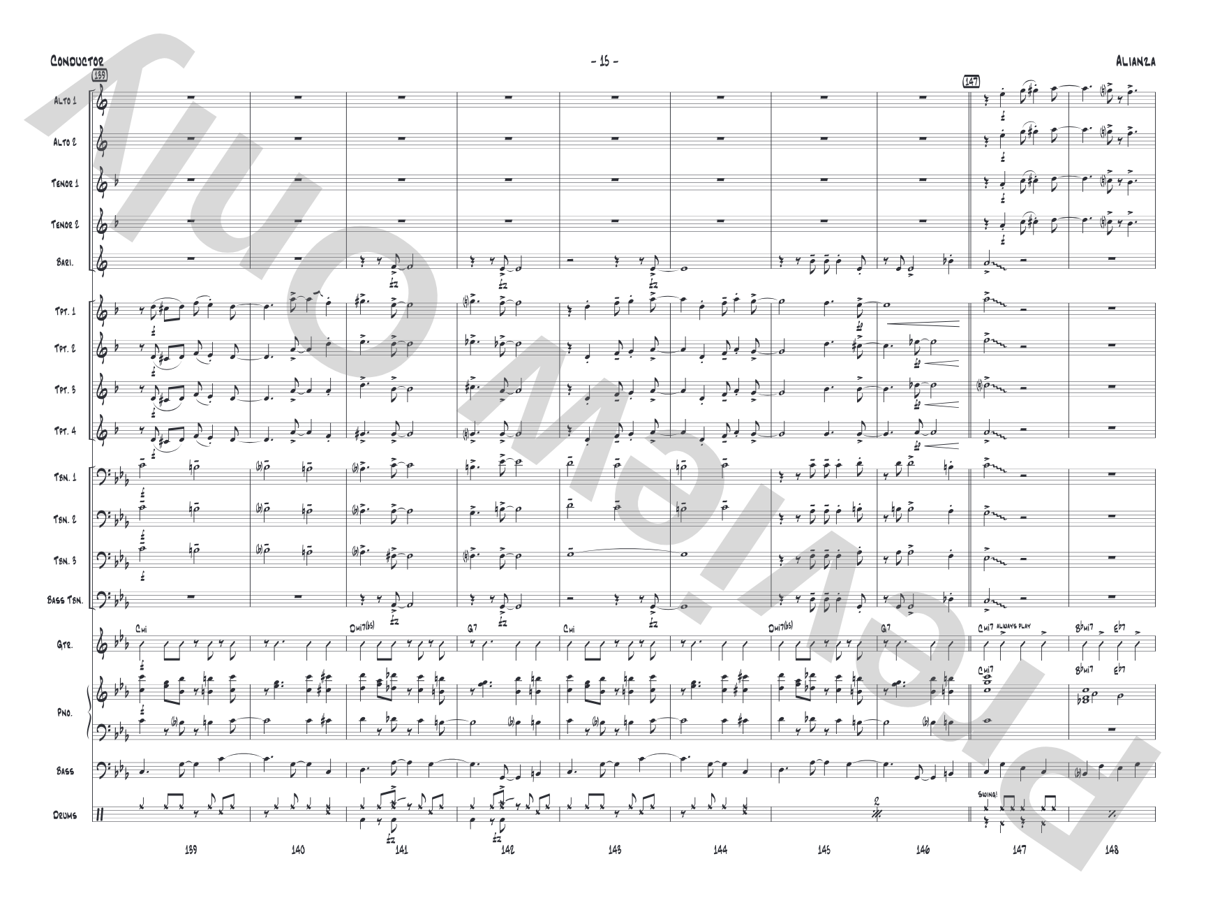 Alianza: Jazz Ensemble Conductor Score & Parts