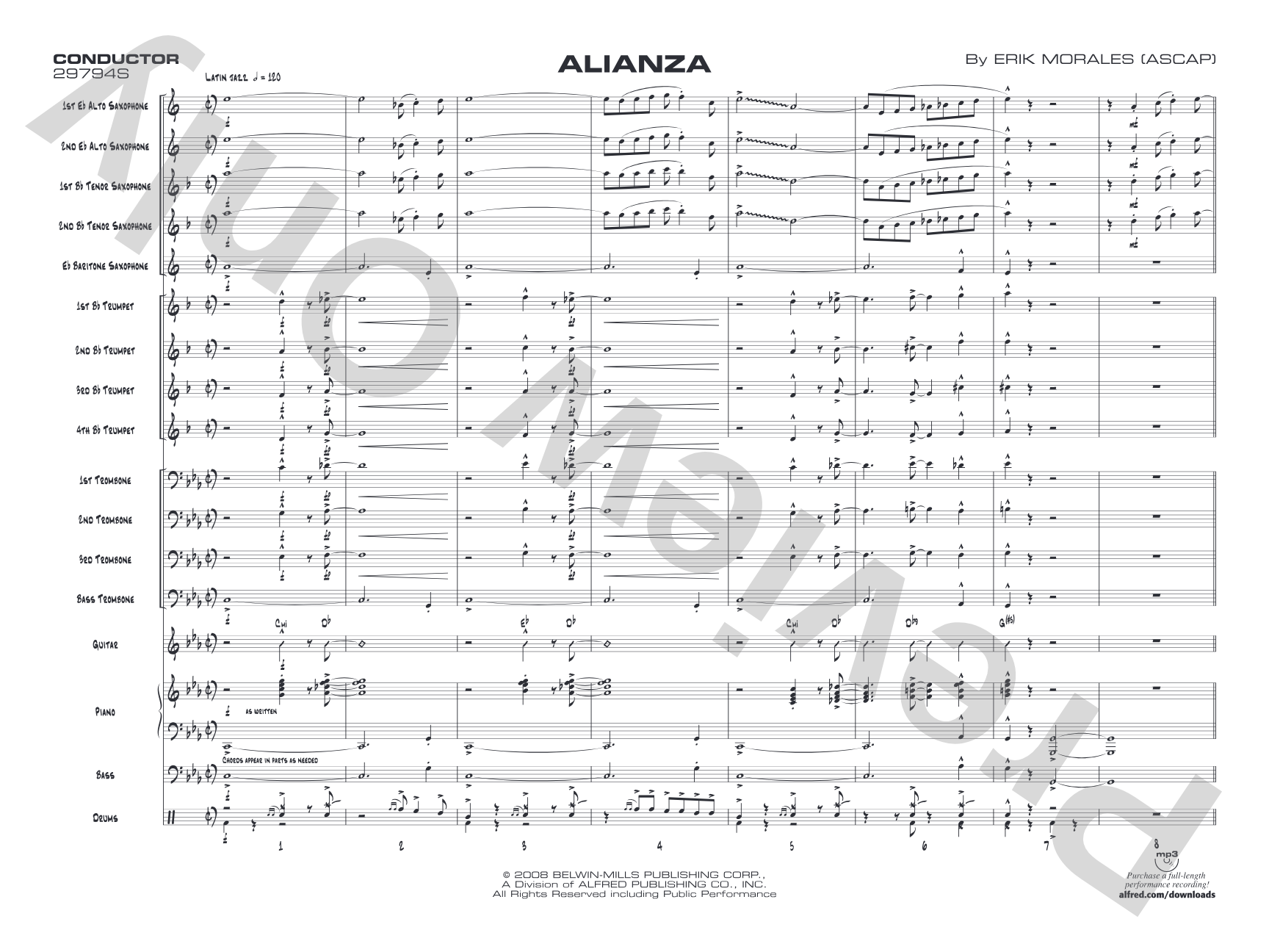 Alianza: Jazz Ensemble Conductor Score & Parts