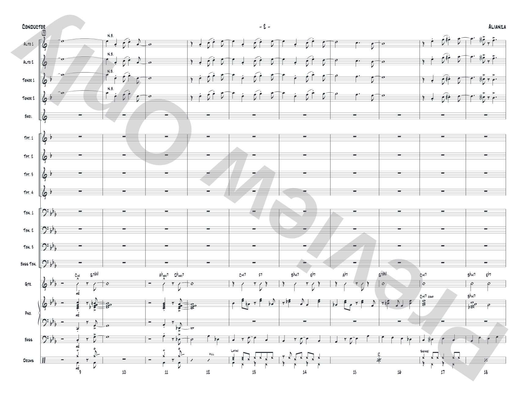 Alianza: Jazz Ensemble Conductor Score & Parts