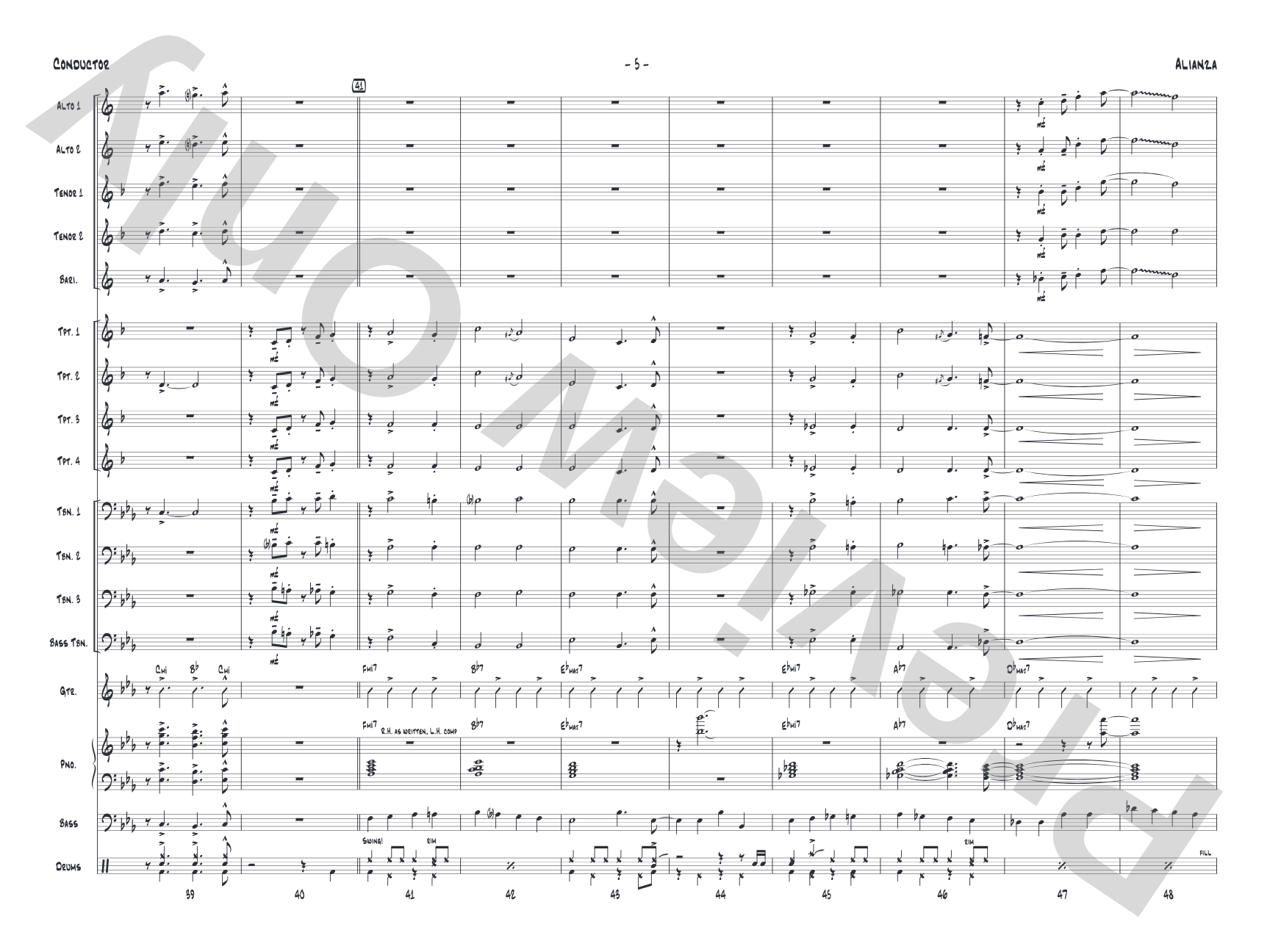 Alianza: Jazz Ensemble Conductor Score & Parts