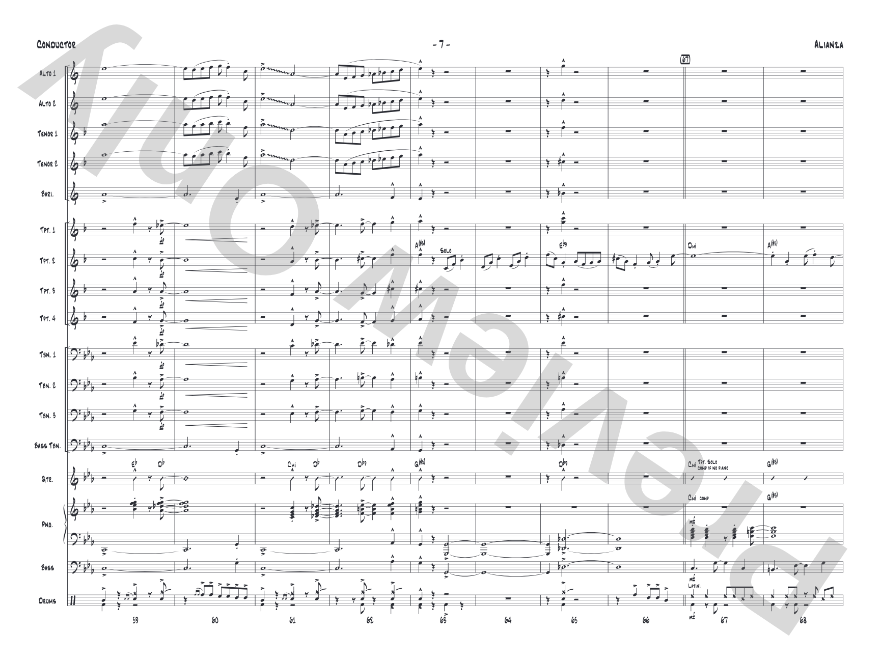 Alianza: Jazz Ensemble Conductor Score & Parts