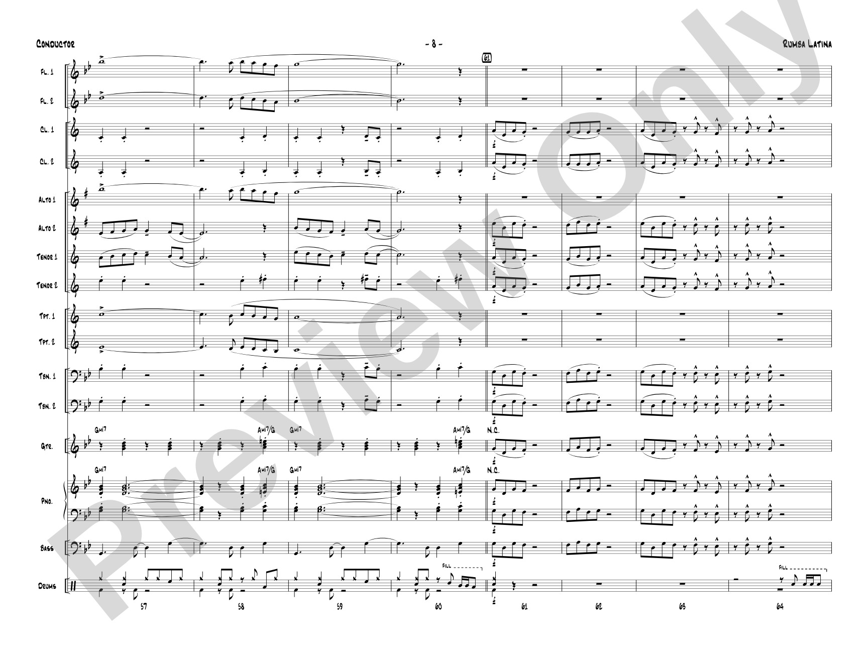 Rumba Latina: Jazz Ensemble Conductor Score & Parts